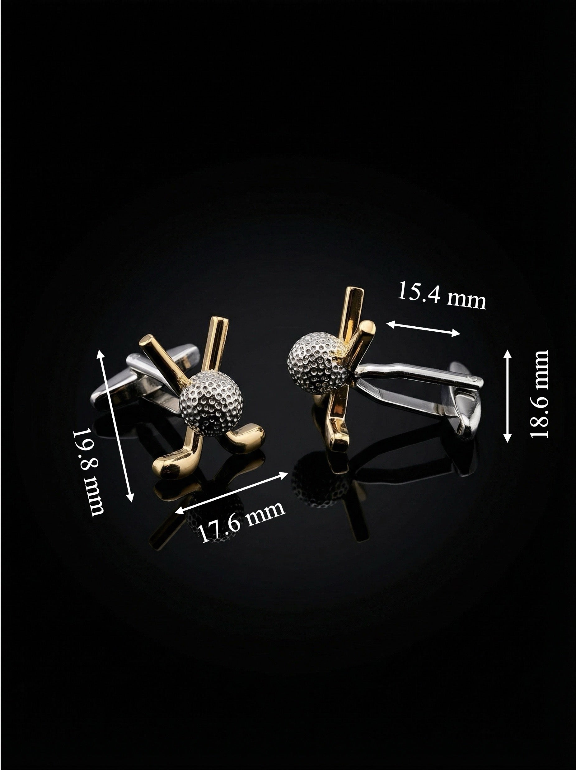 Gold Crossed Golf Club Cufflinks