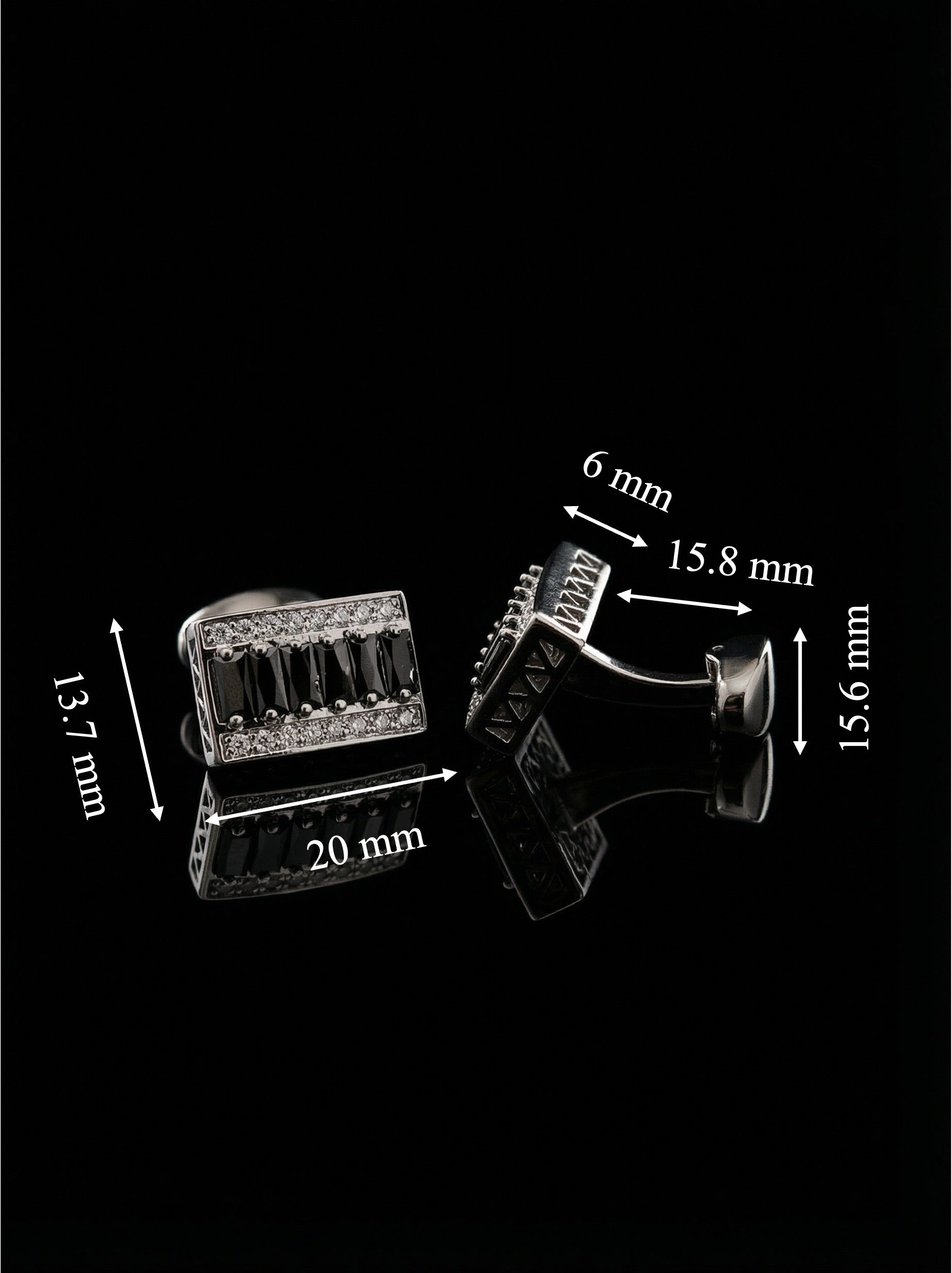 Jet Black Crystal Bar Cufflinks