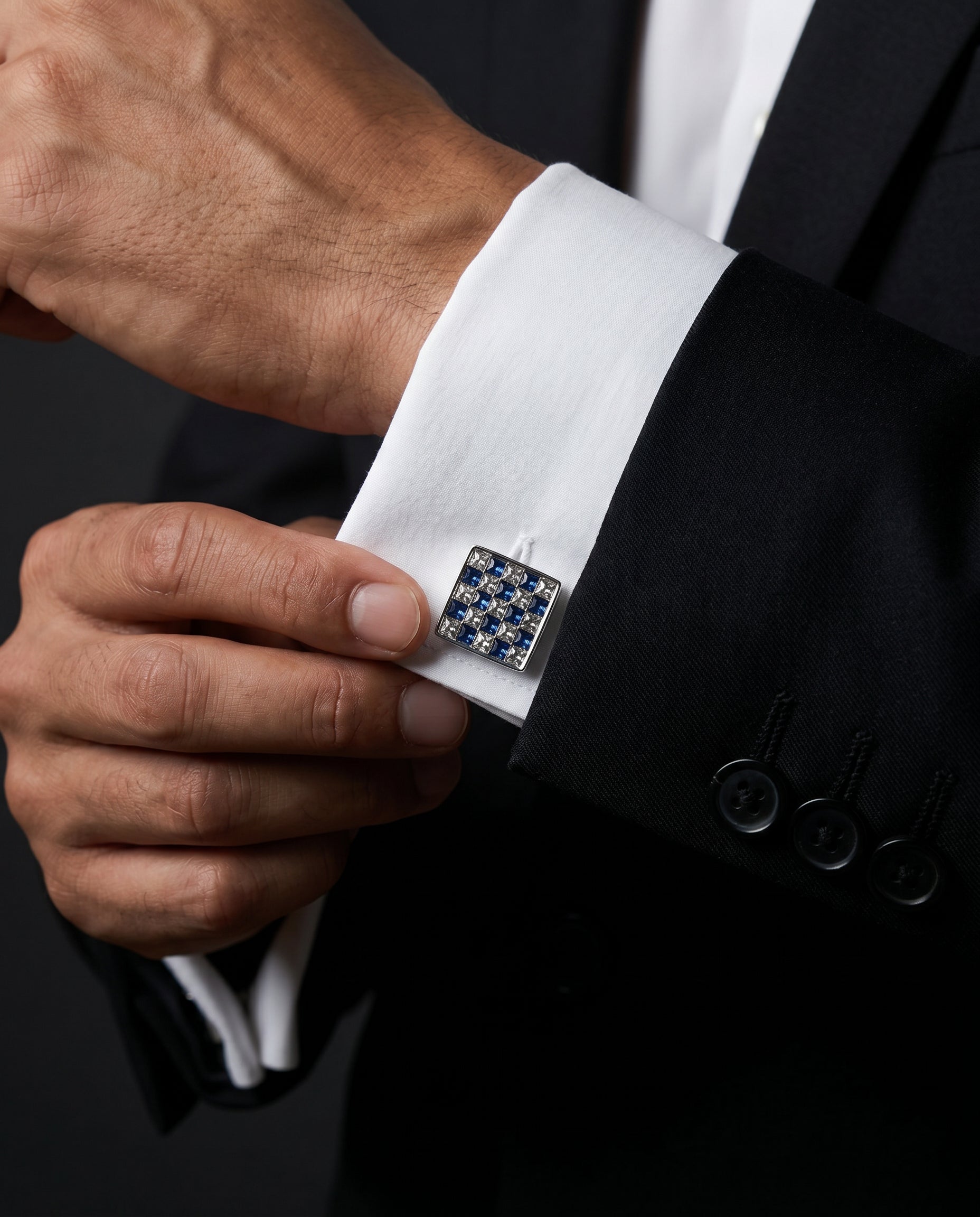 Alternate Crystal Grid Cufflinks by Tivaaro