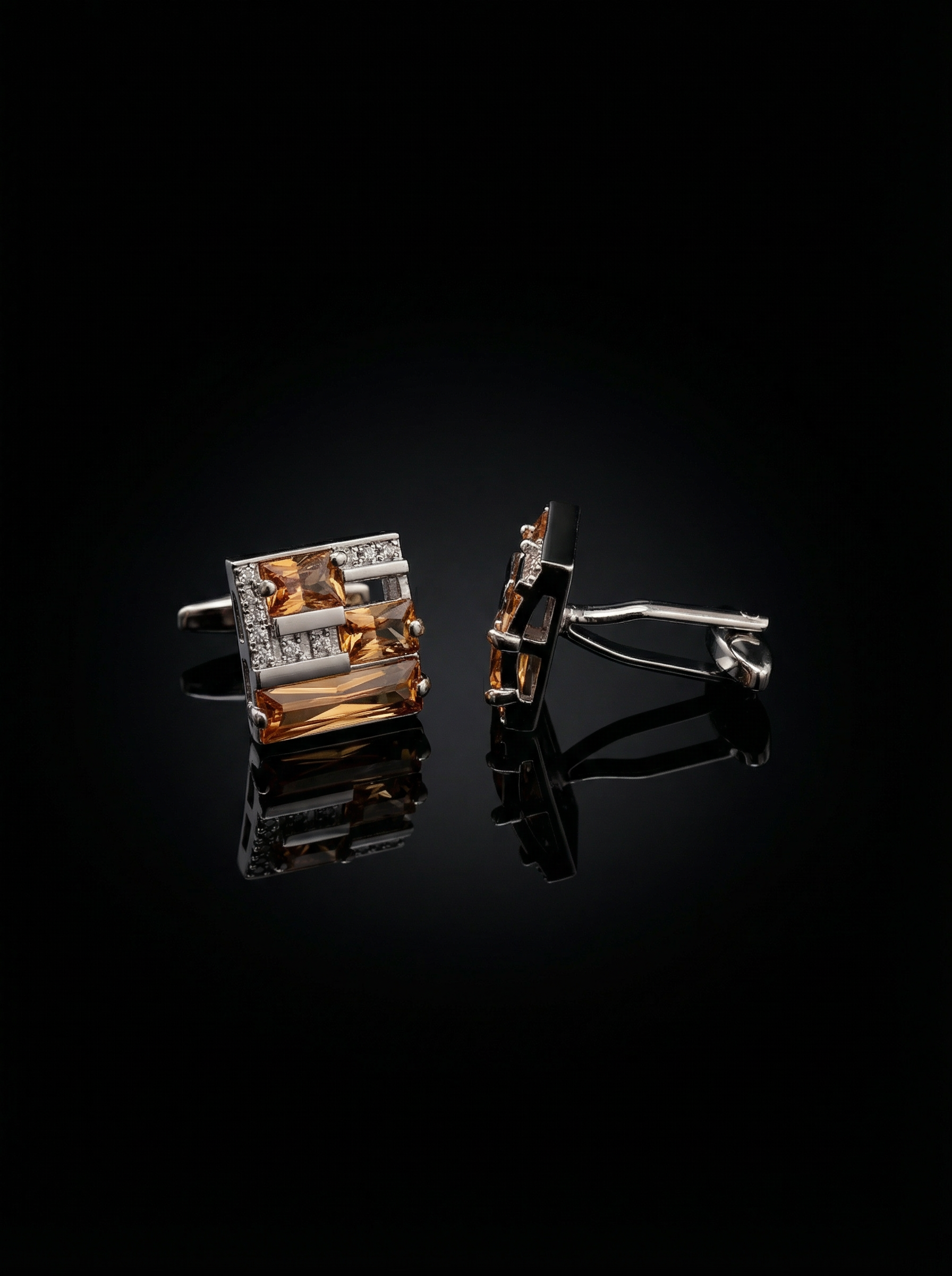 Amber Garnet Stone Cufflinks Tivaaro