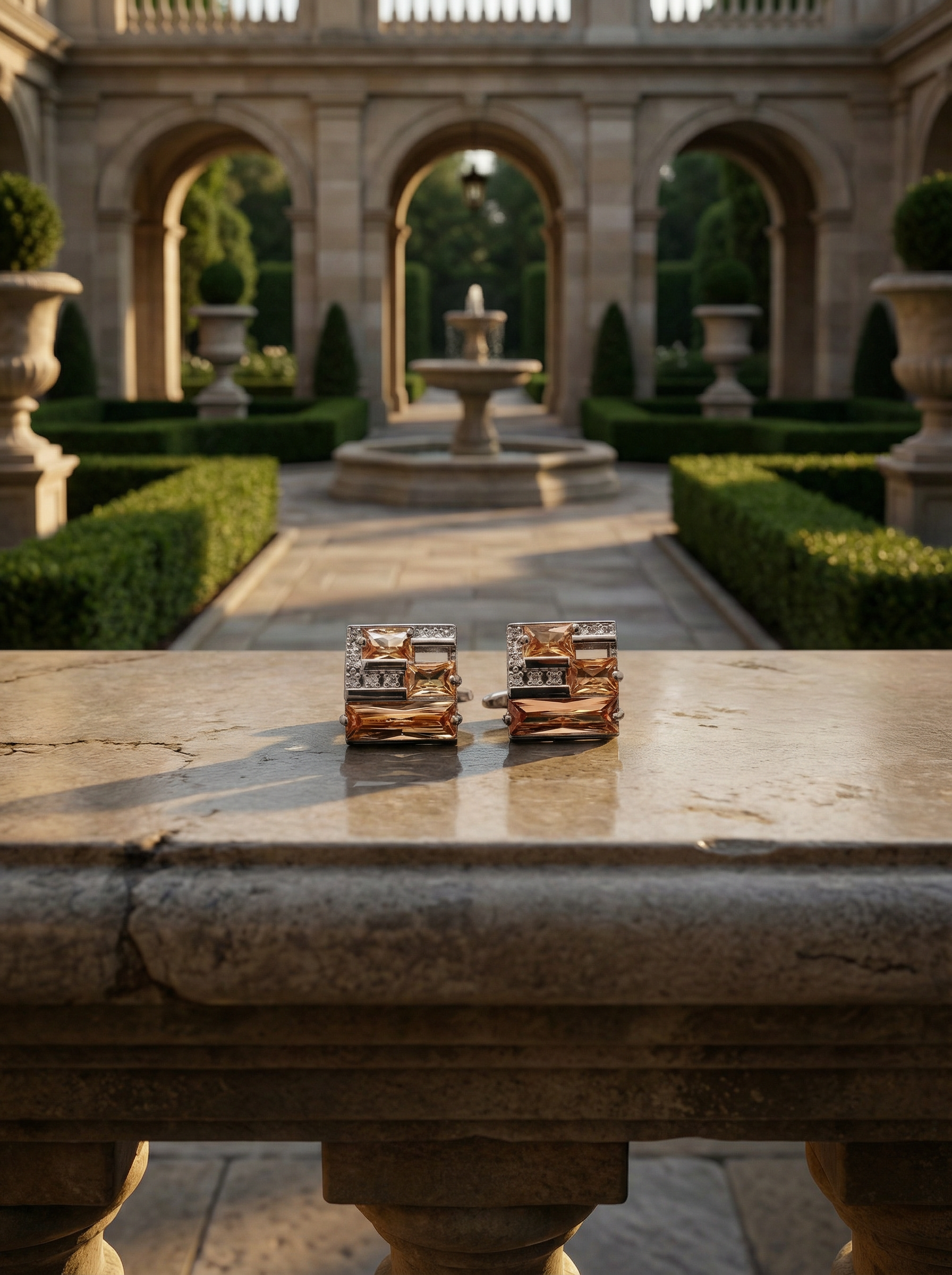 Amber Garnet Stone Cufflinks Tivaaro
