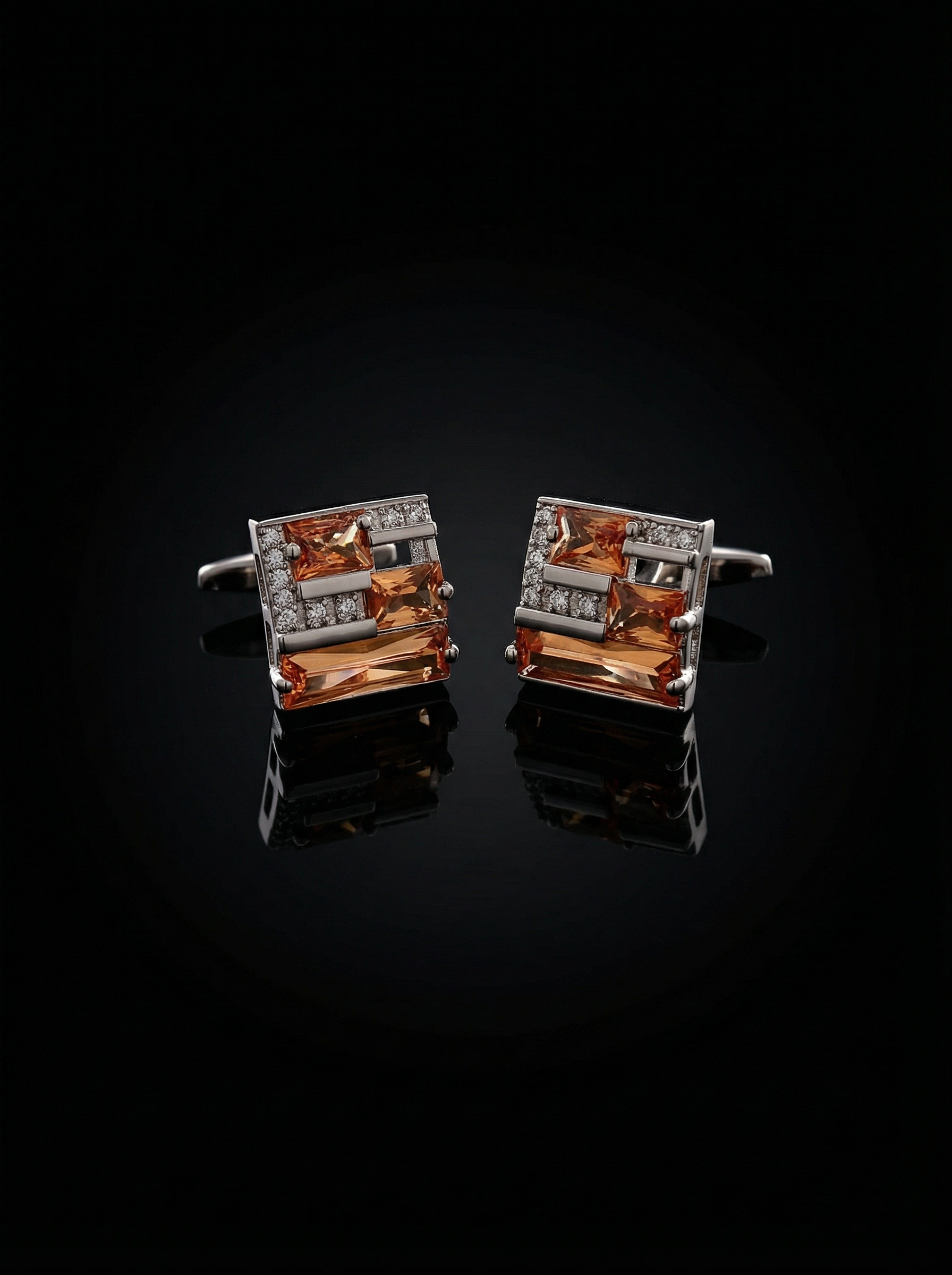 Amber Garnet Stone Cufflinks Tivaaro
