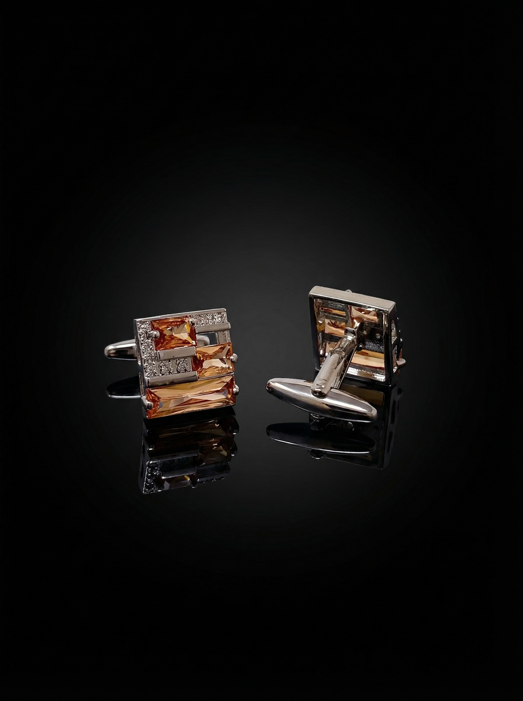Amber Garnet Stone Cufflinks Tivaaro