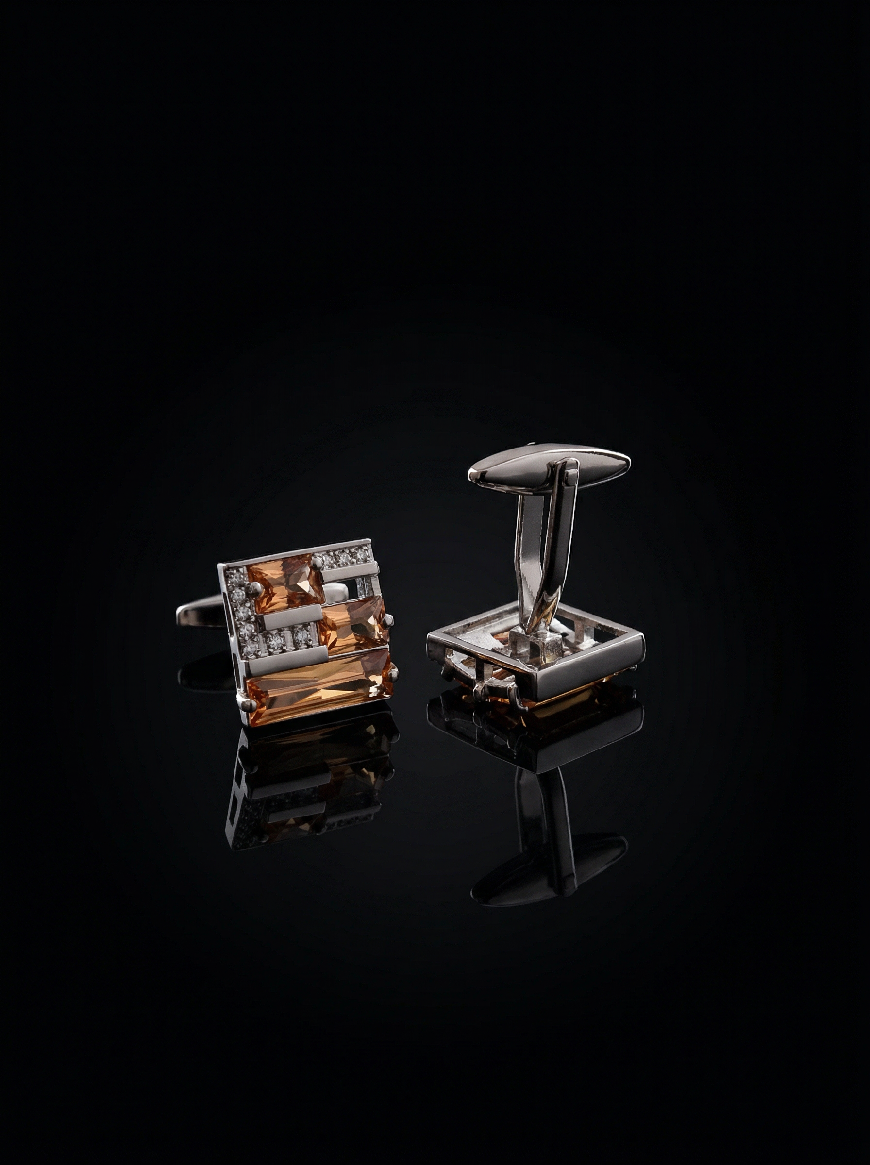 Amber Garnet Stone Cufflinks Tivaaro