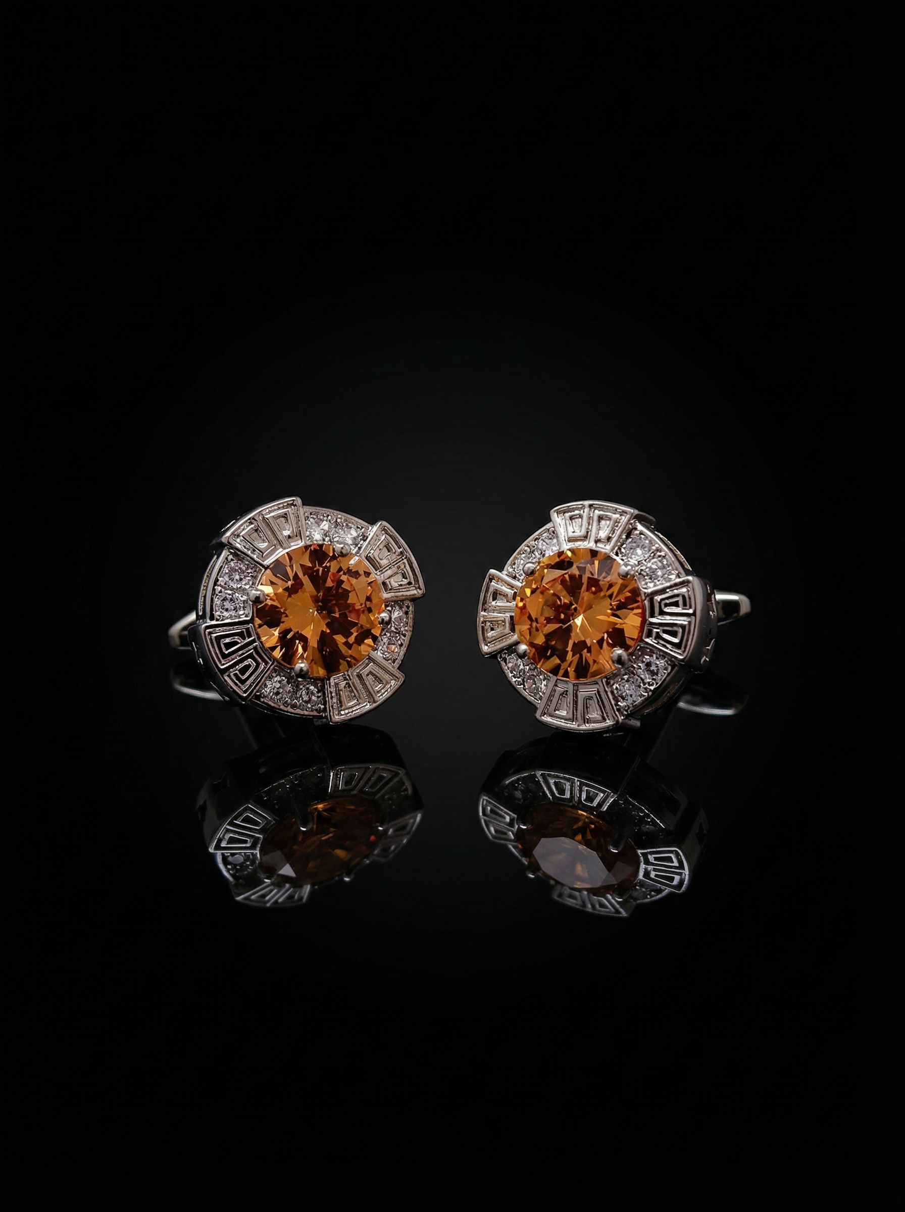 Amber Greek Key Cufflinks Tivaaro