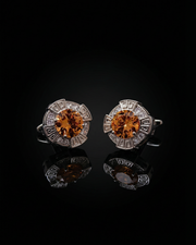 Amber Gemstone-Style Greek Key Cufflinks
