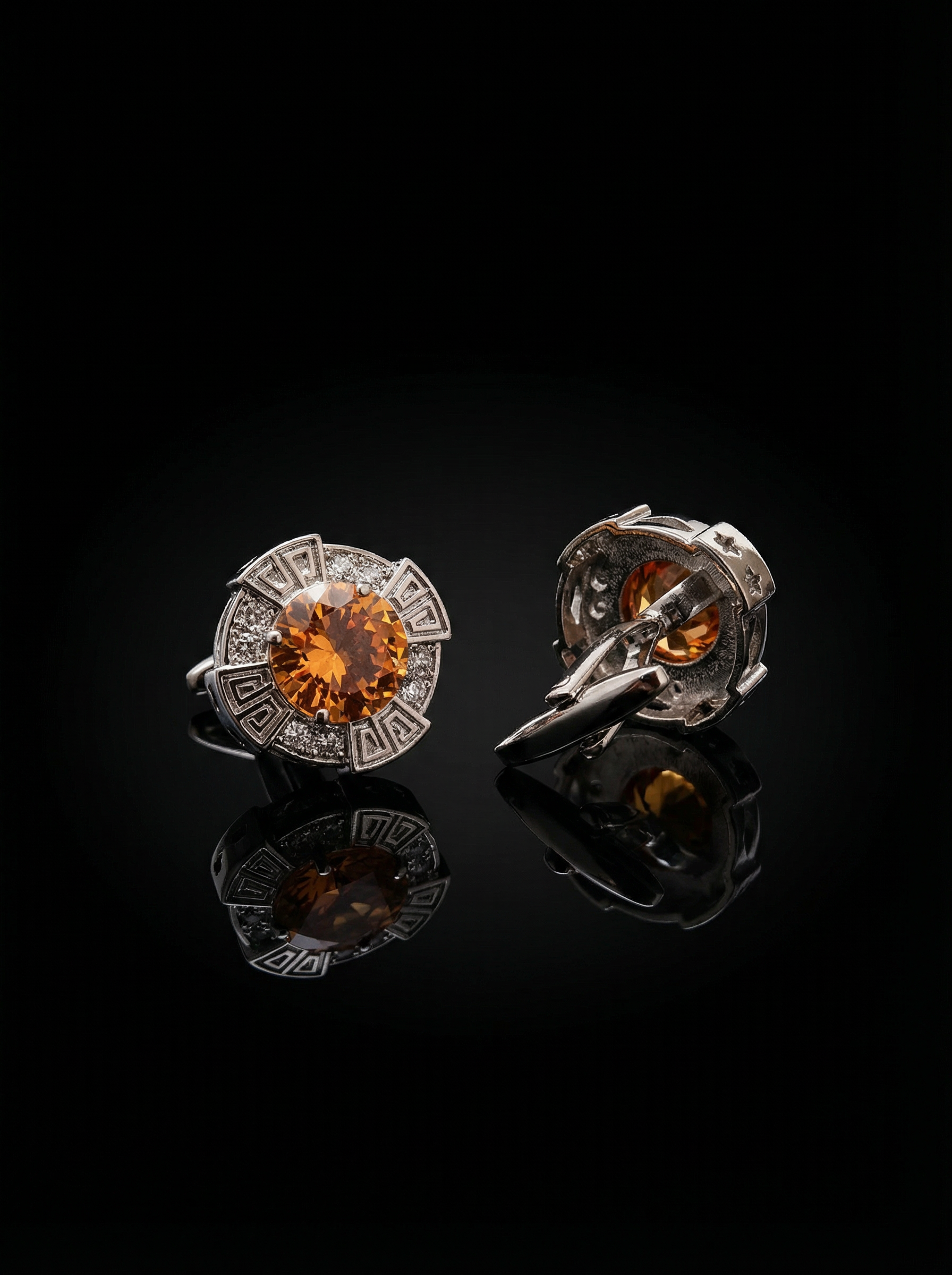 Amber Greek Key Cufflinks Tivaaro
