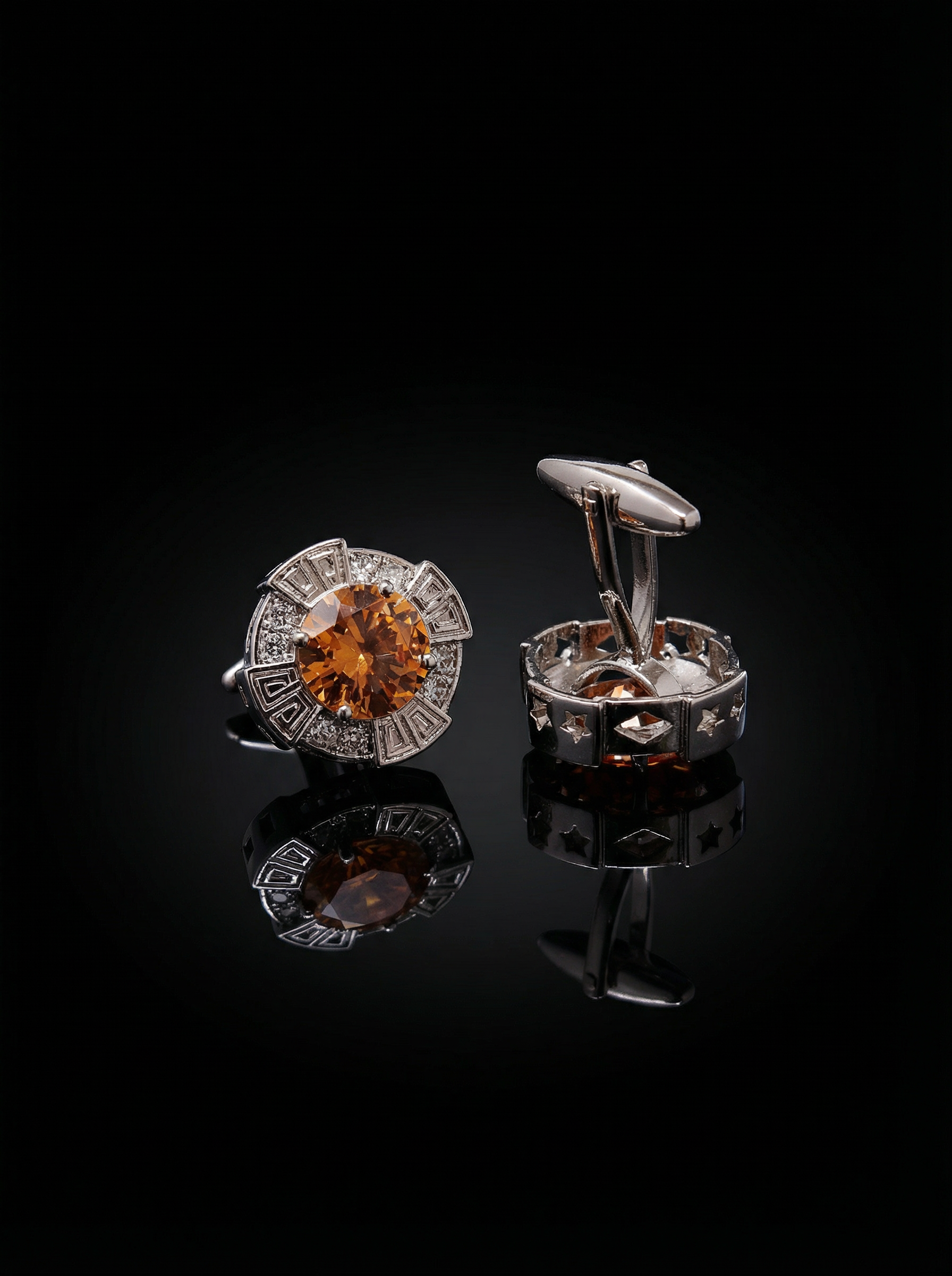 Amber Greek Key Cufflinks Tivaaro