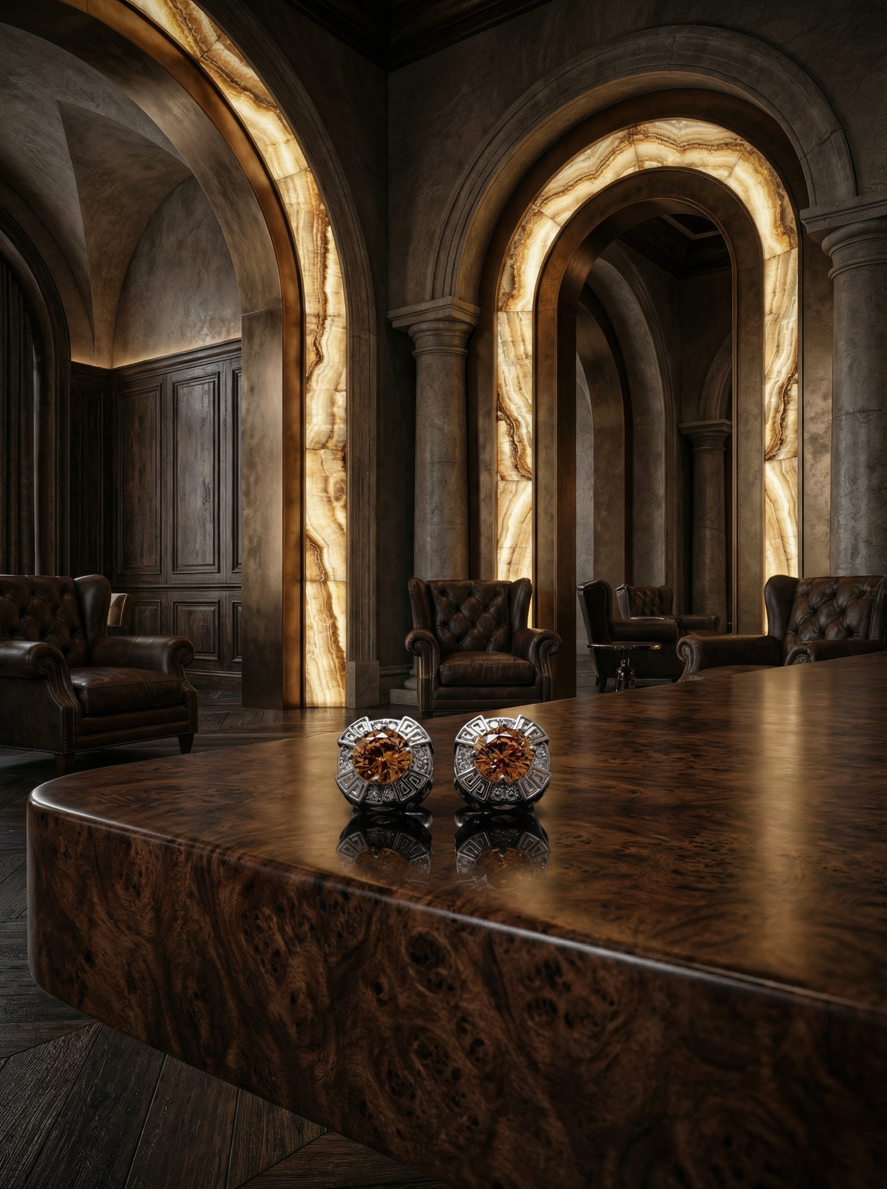 Amber Greek Key Cufflinks Tivaaro
