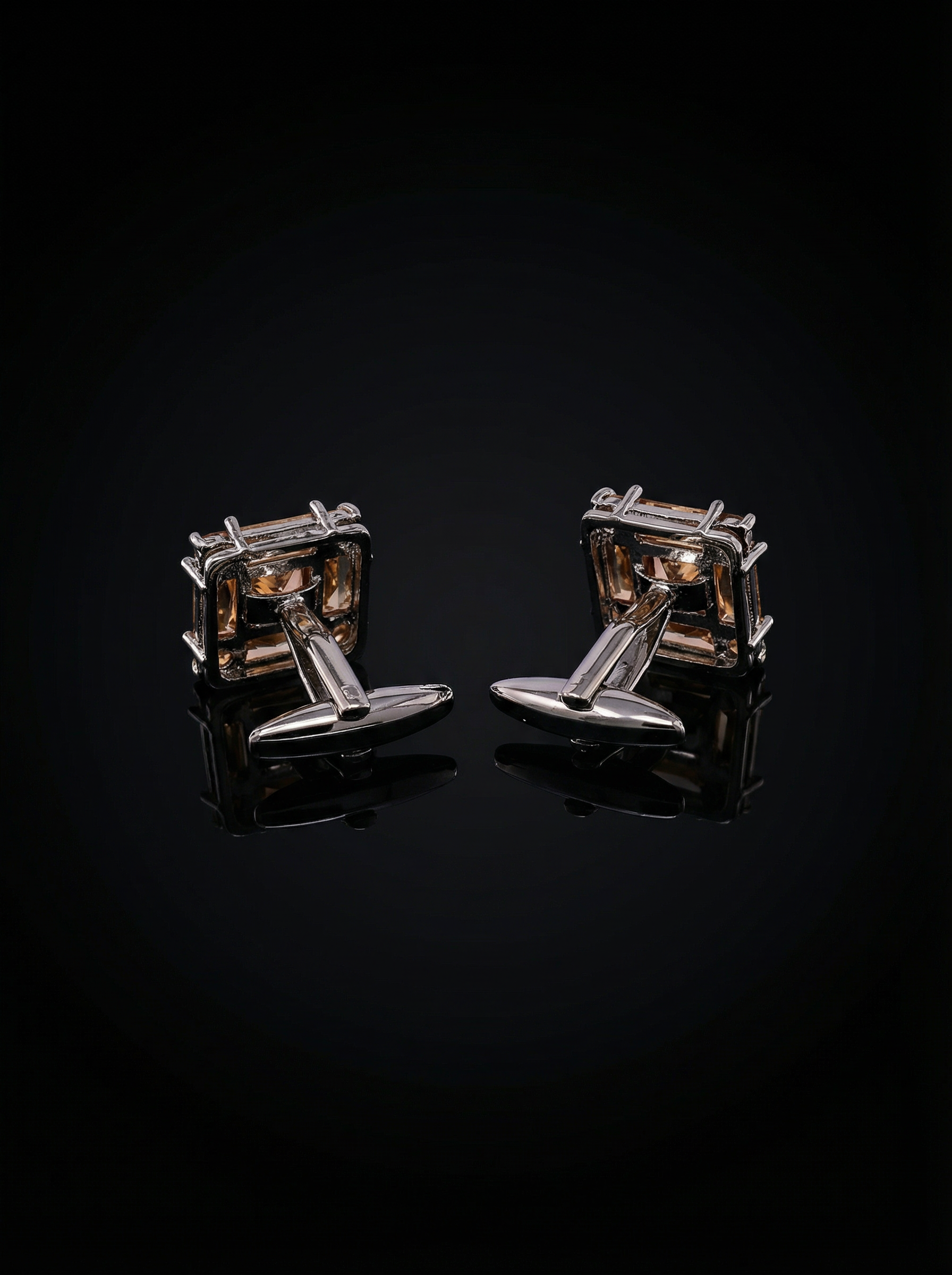 Amber Square Crystal Cluster Cufflinks Tivaaro