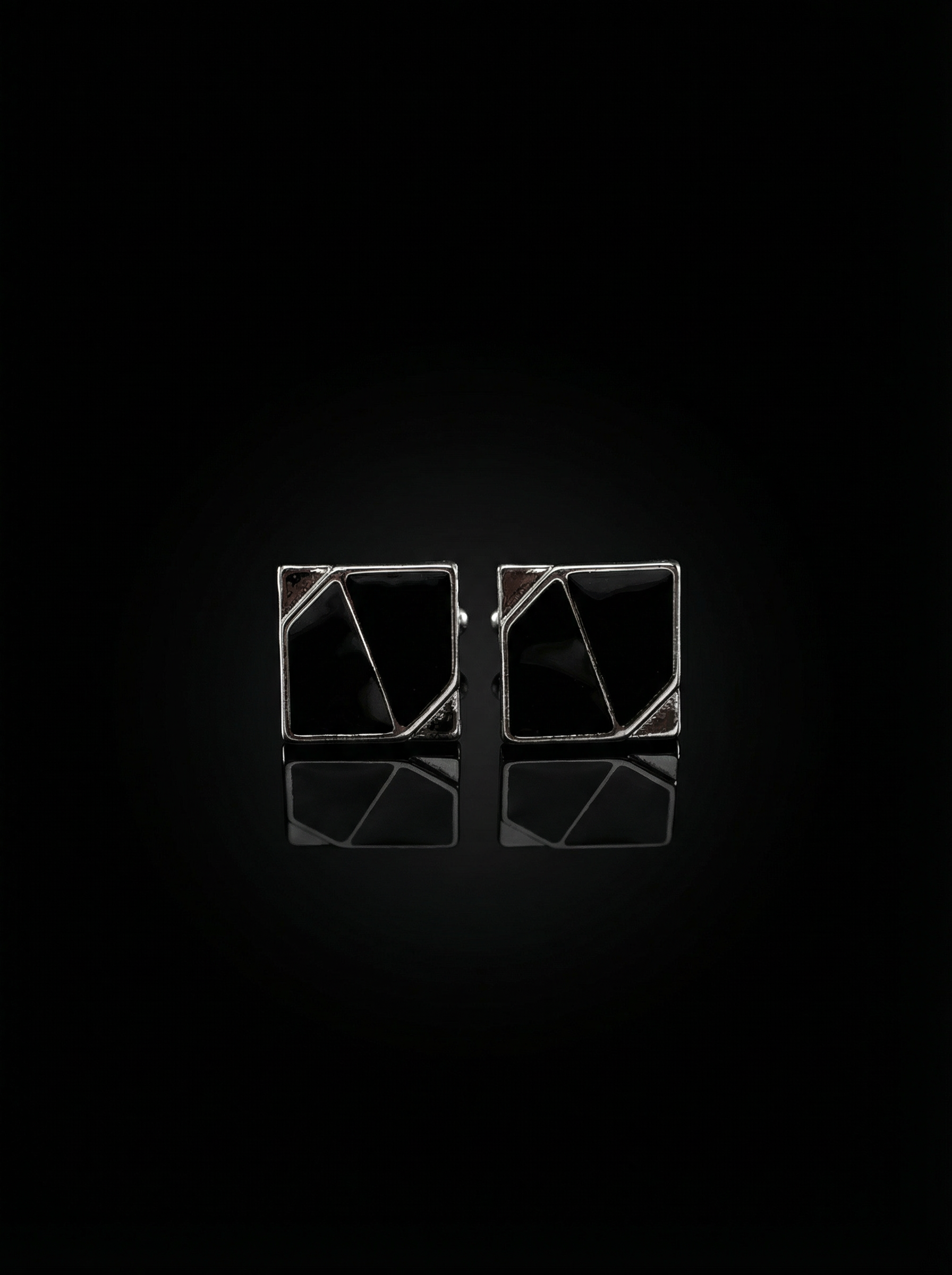 Angular Black Geometric Cufflinks Tivaaro