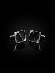 Angular Black Geometric Cufflinks Tivaaro