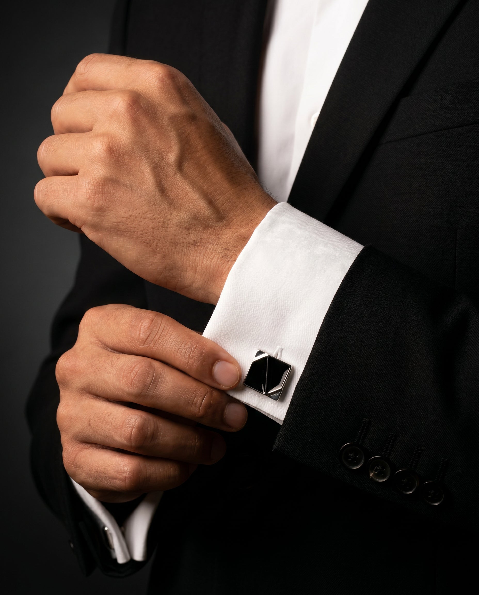 Angular Black Geometric Cufflinks Tivaaro