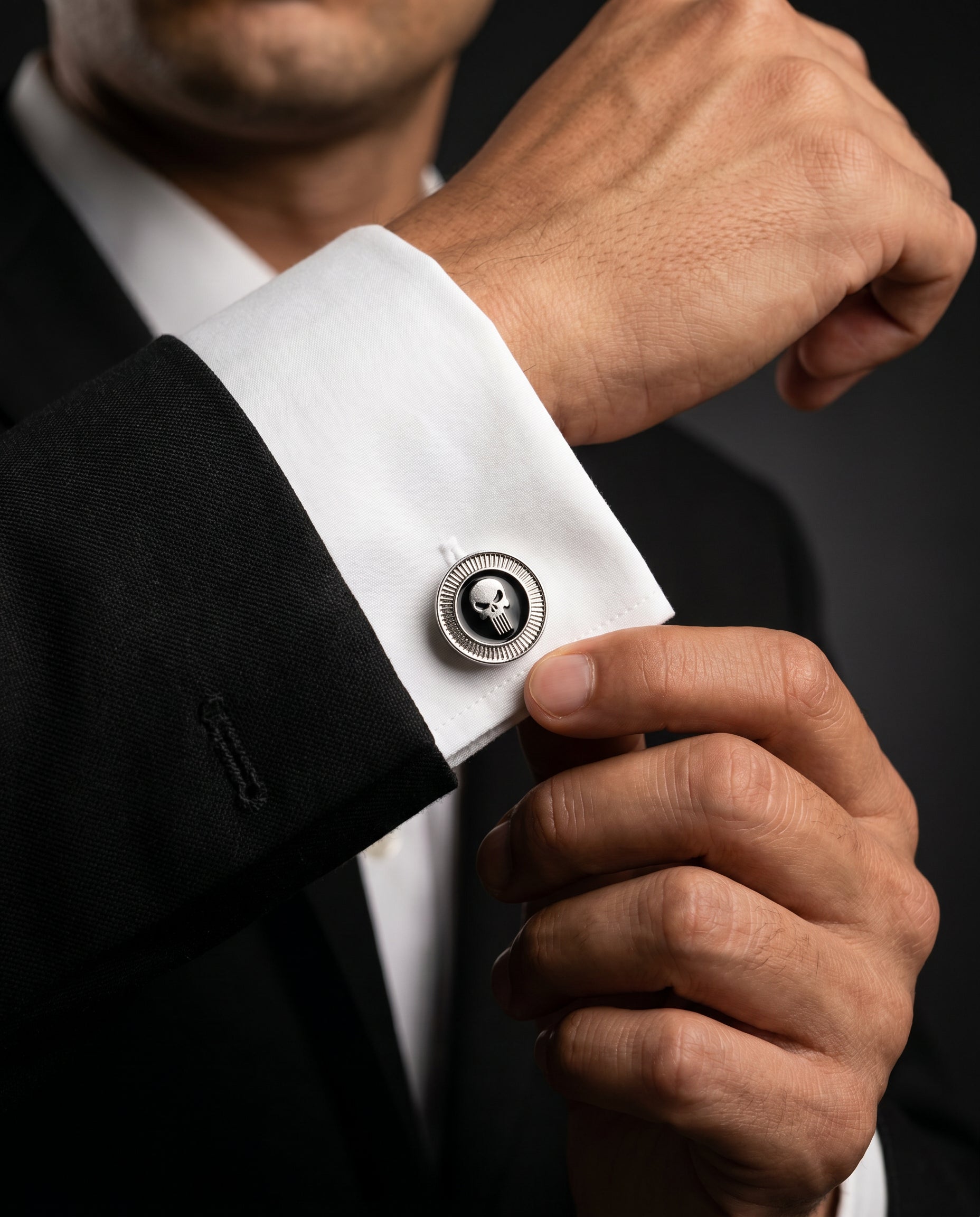 Artisan Skull Cufflinks by Tivaaro - worn on cuff