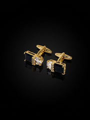 Black and Clear Gemstone-Style Duo Cufflinks