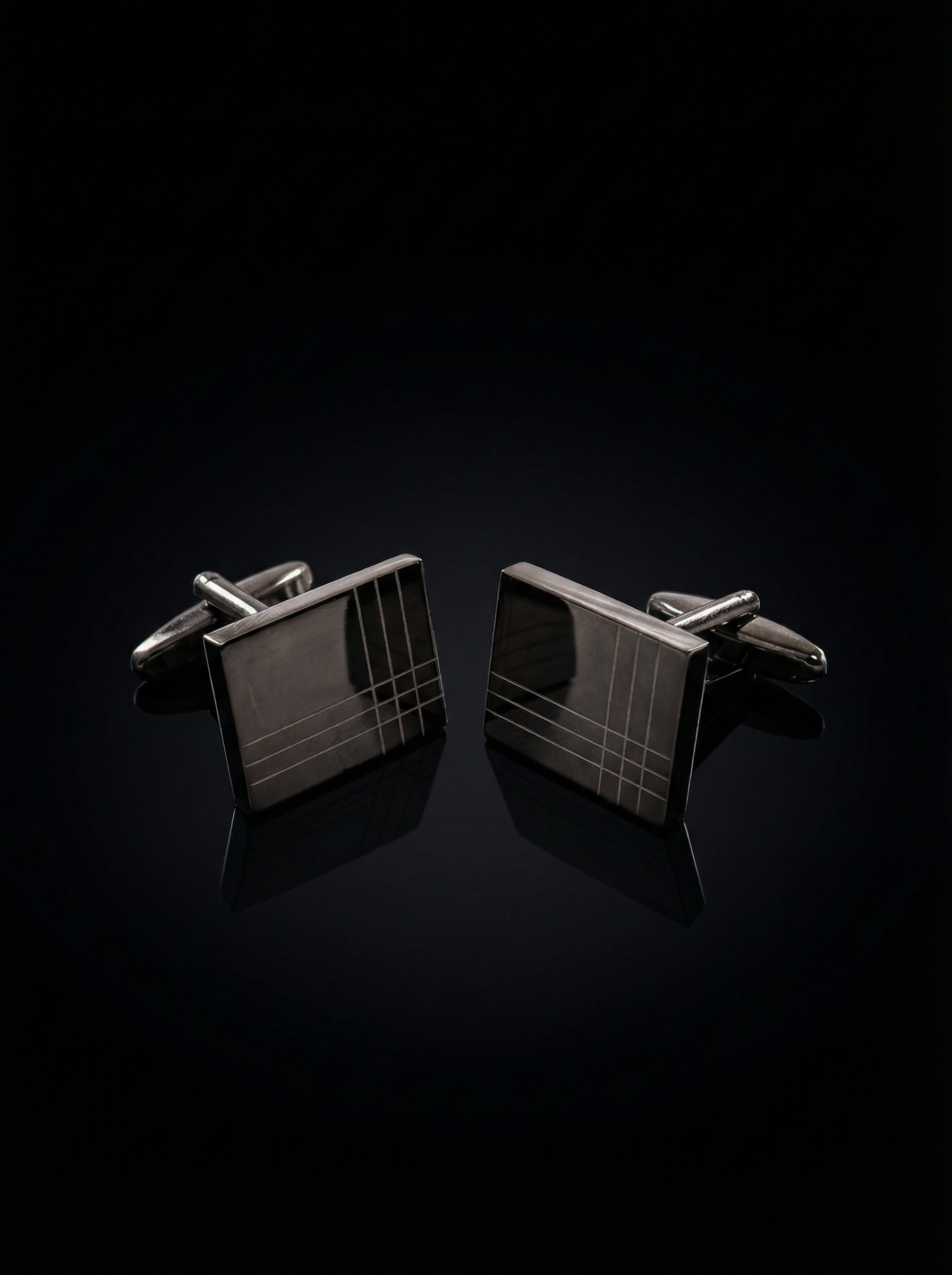 Black Corner Grid Cufflinks Tivaaro