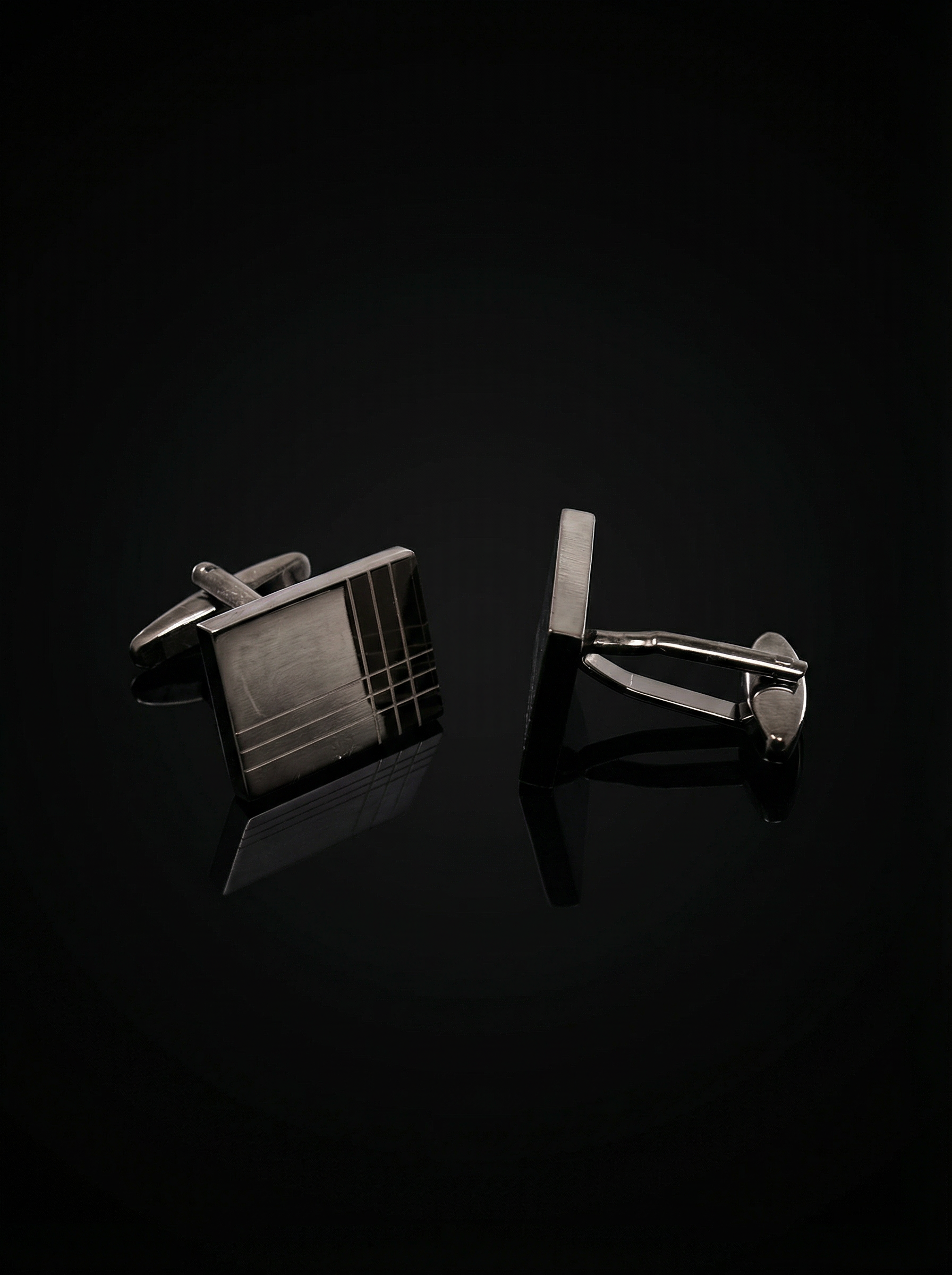 Black Corner Grid Cufflinks Tivaaro