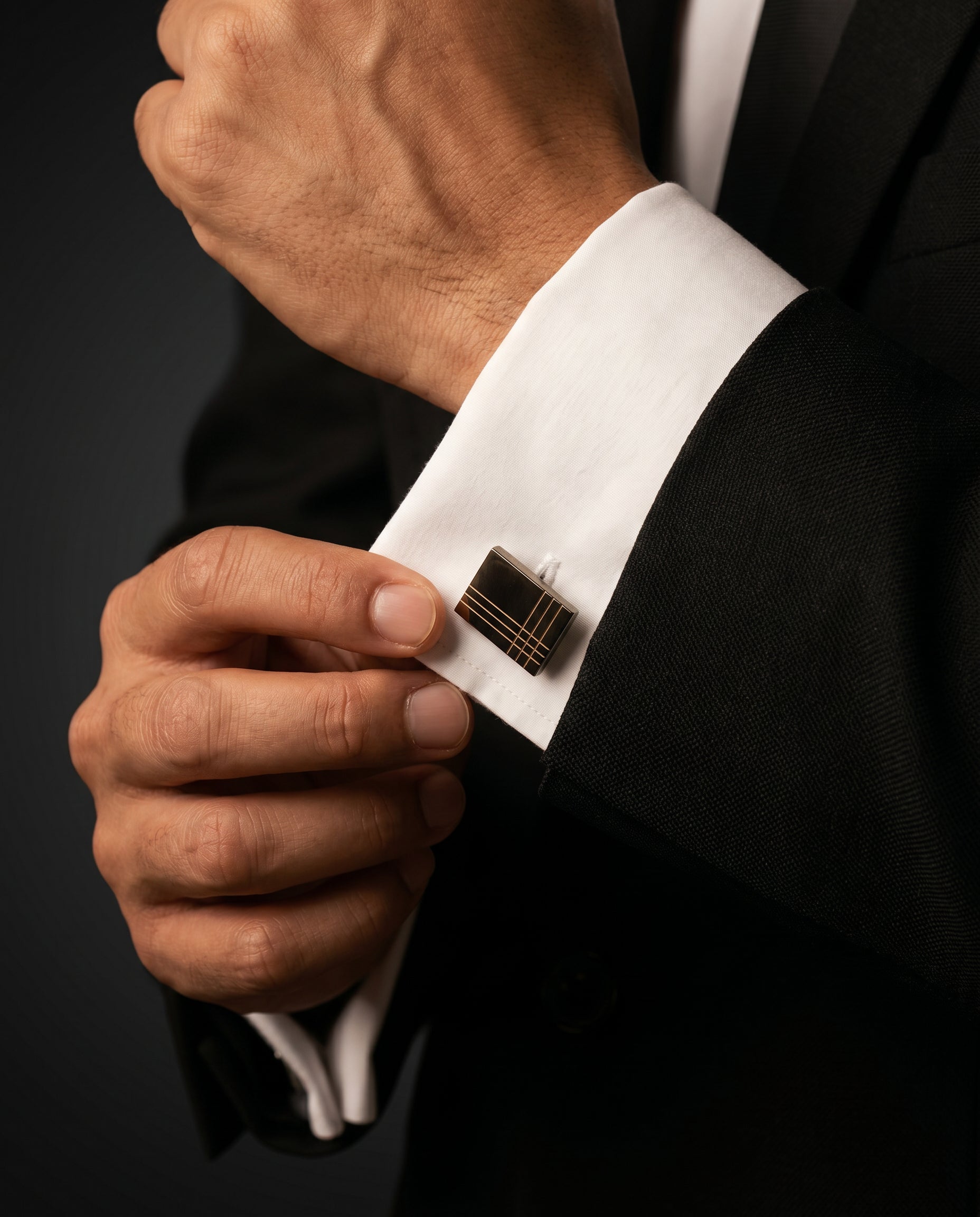 Black Corner Grid Cufflinks