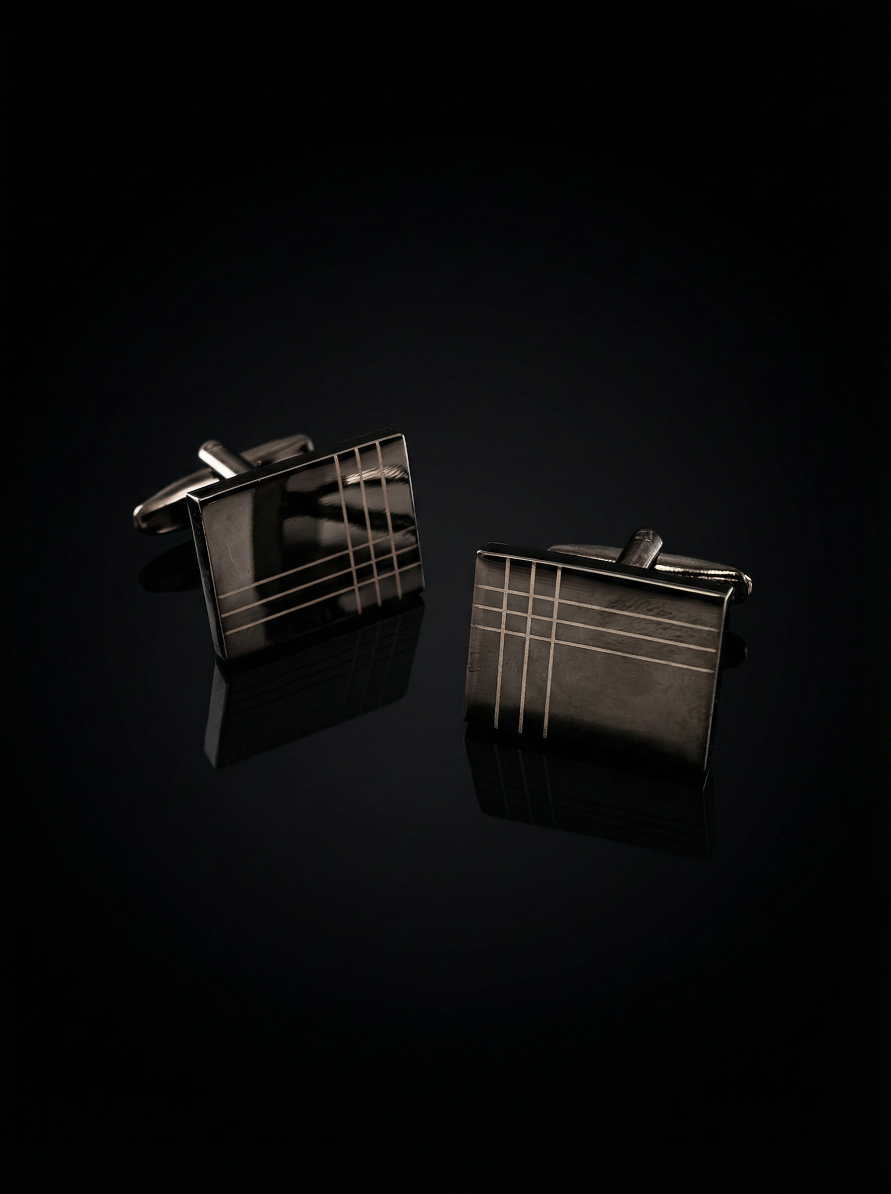 Black Corner Grid Cufflinks Tivaaro