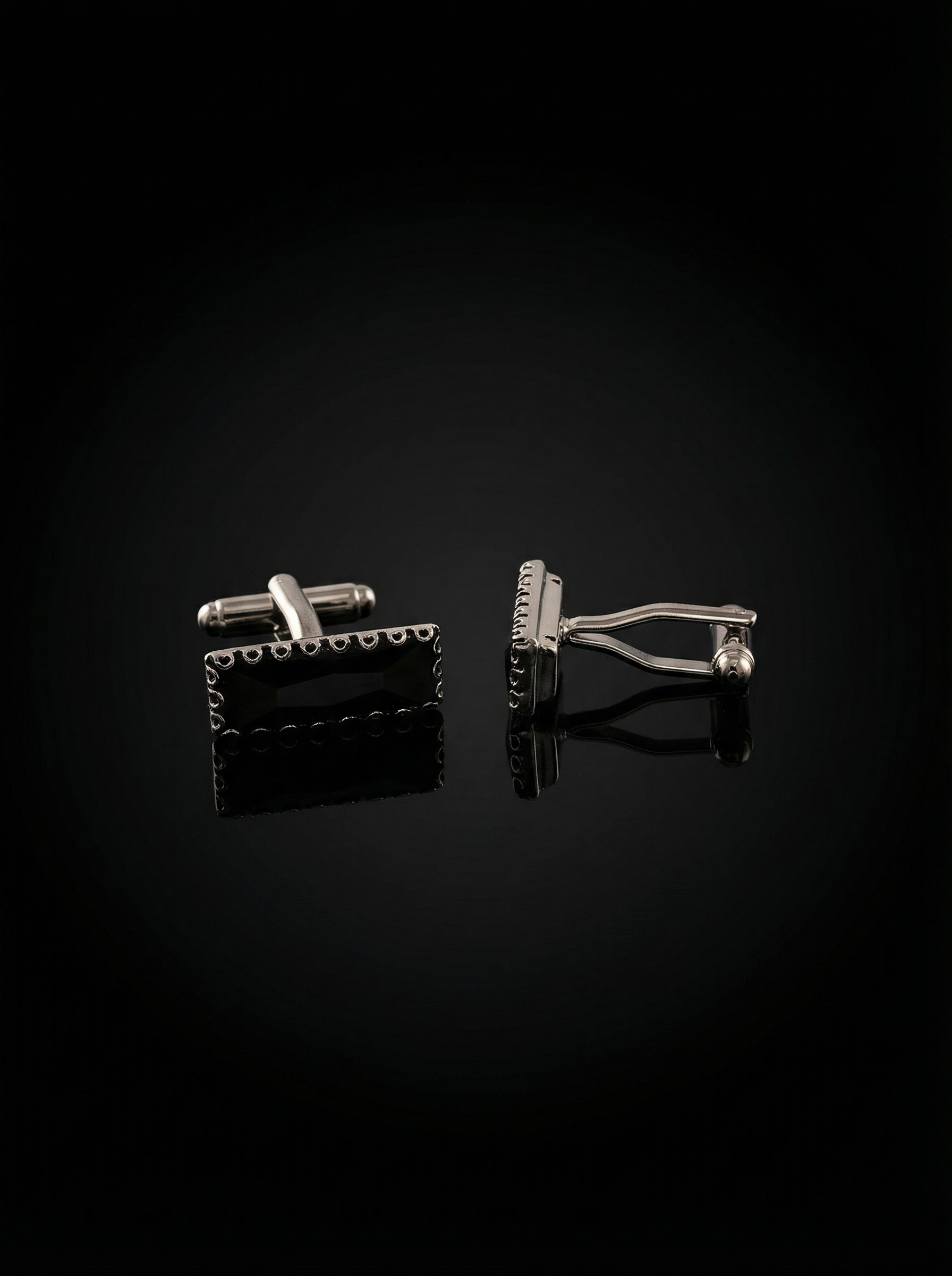 Black Crystal Circular Border Cufflinks Tivaaro