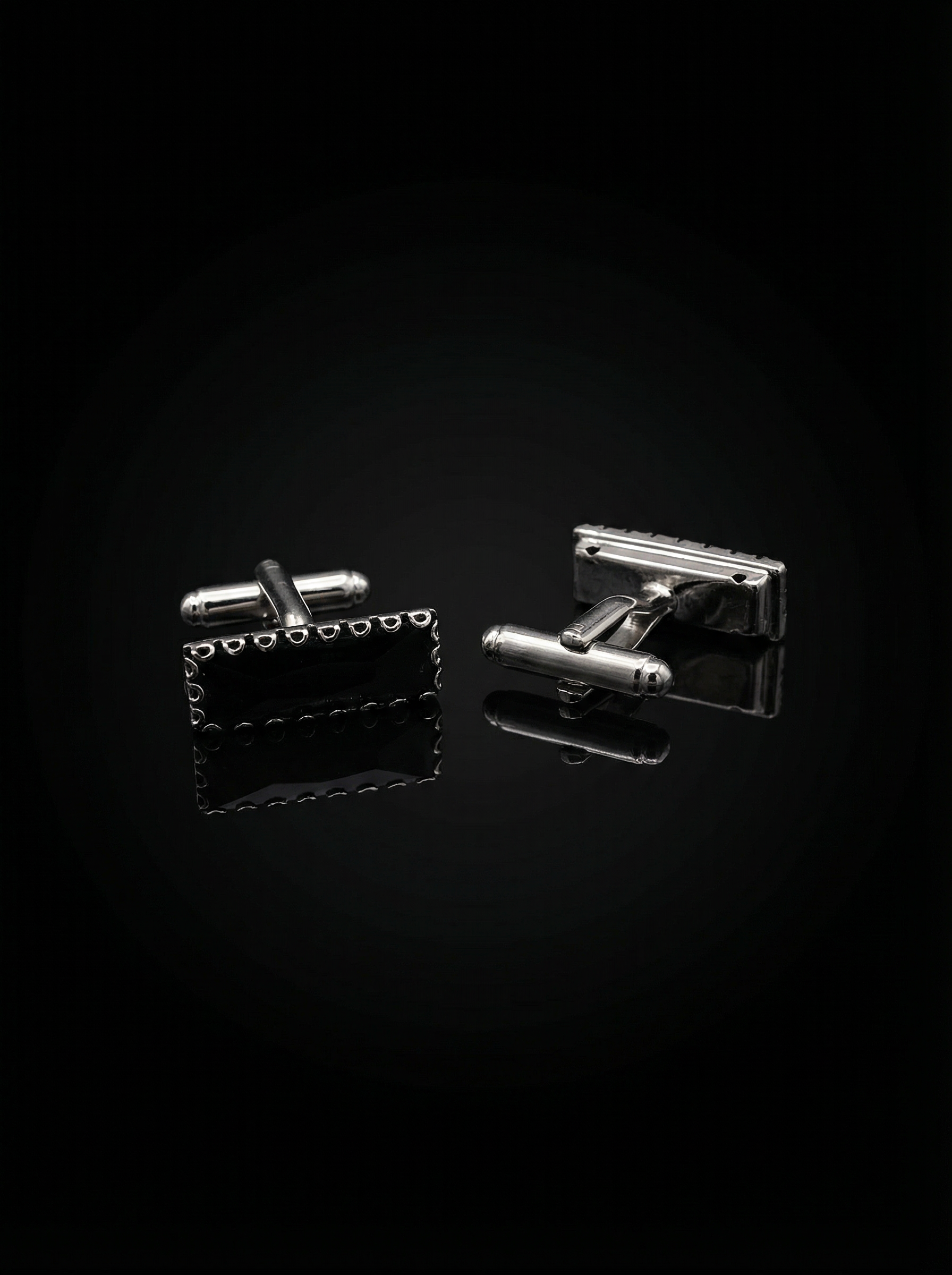 Black Crystal Circular Border Cufflinks Tivaaro