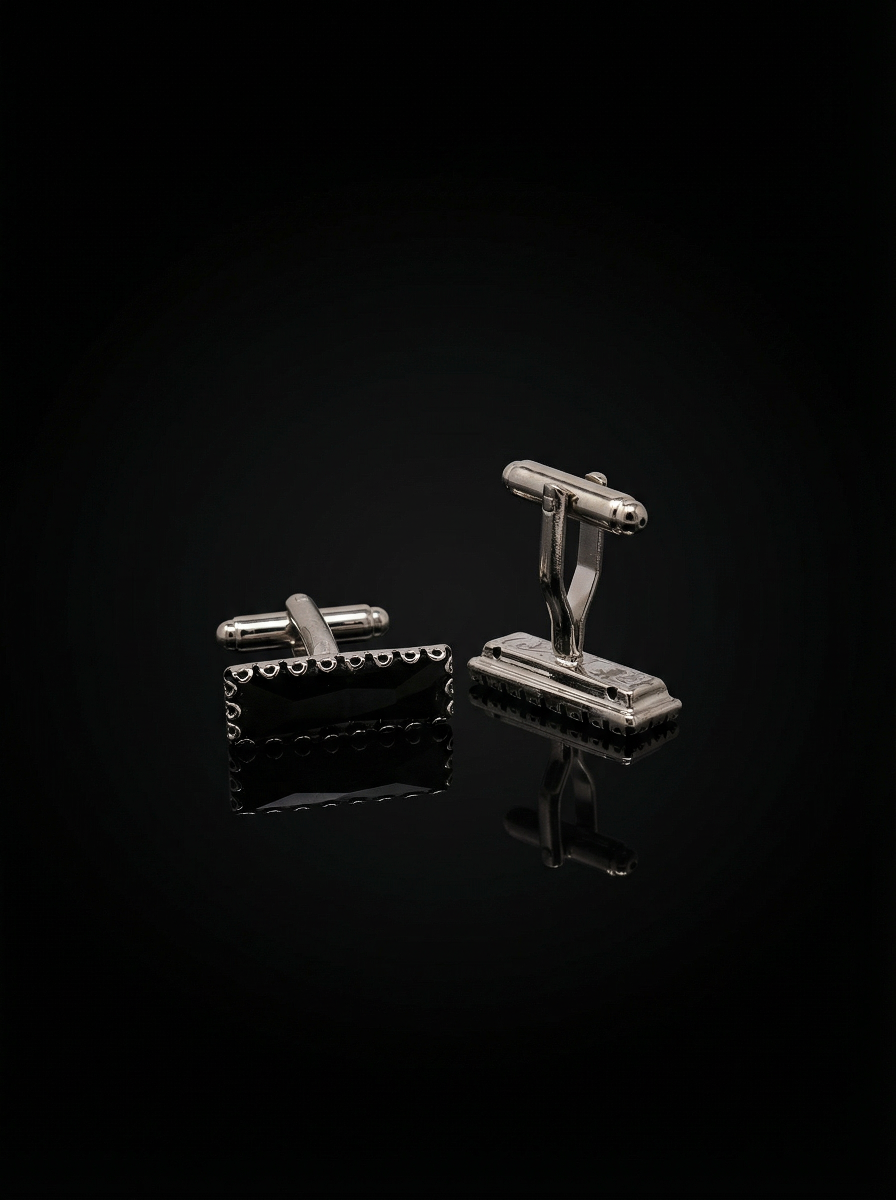 Black Crystal Circular Border Cufflinks Tivaaro