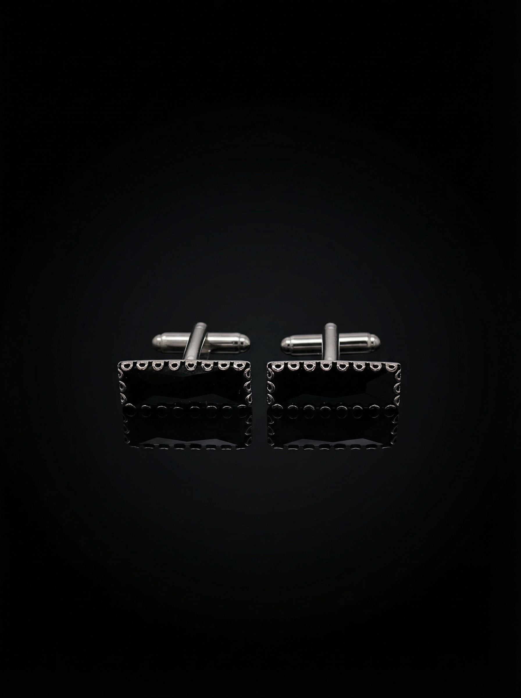 Black Crystal Circular Border Cufflinks Tivaaro