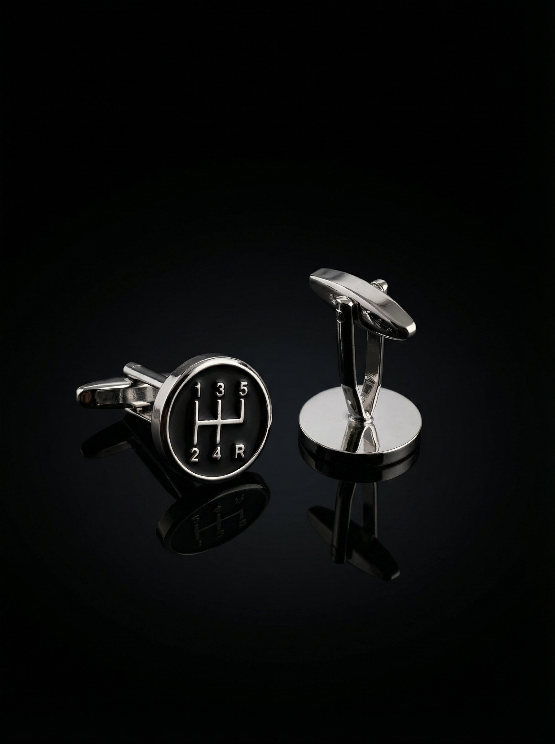 Black Gear Shift Cufflinks Tivaaro