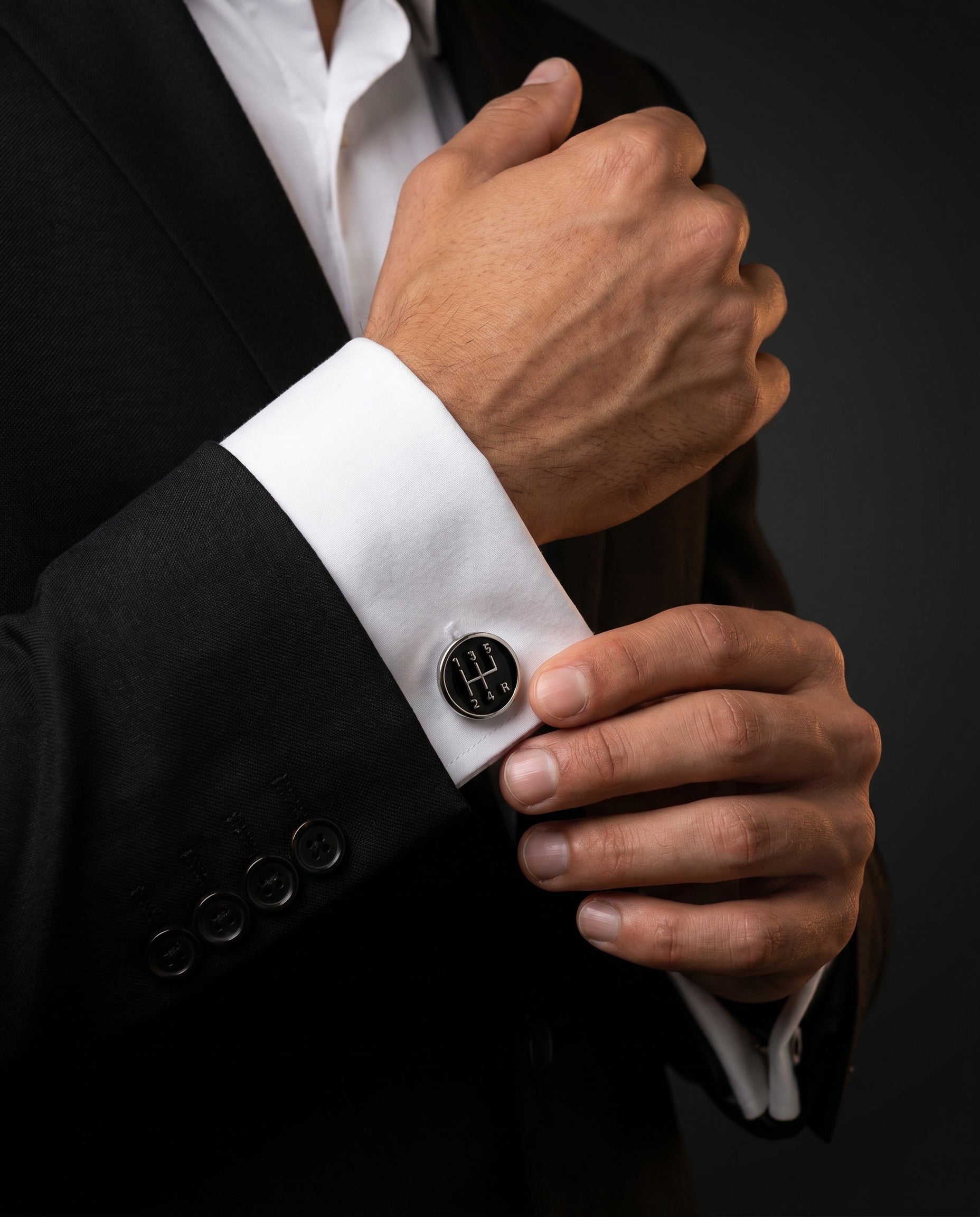 Black Gear Shift Cufflinks by Tivaaro