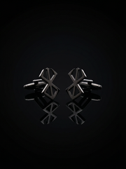 Black Geometric Openwork Cufflinks Tivaaro