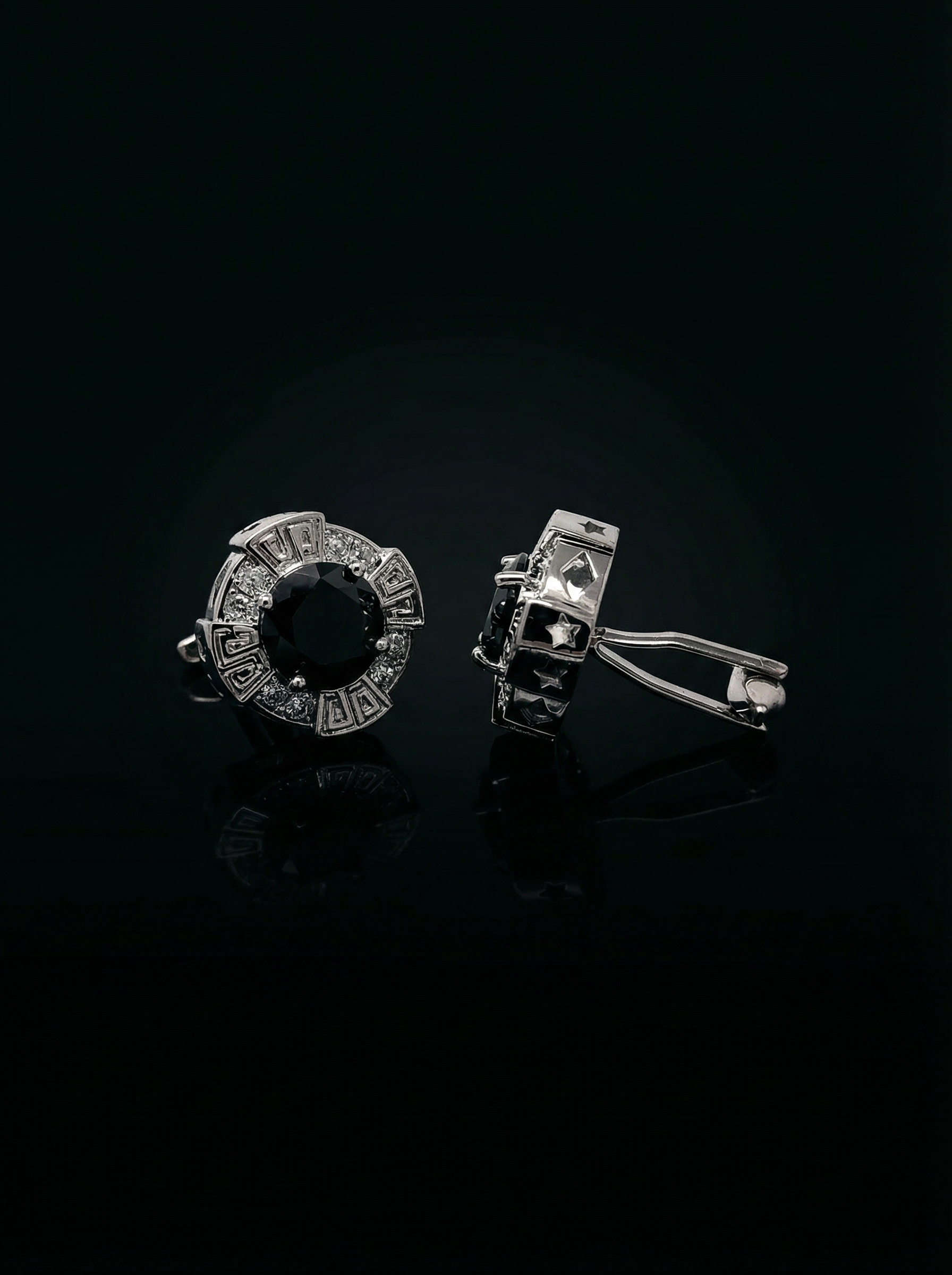 Black Greek Key Cufflinks Tivaaro