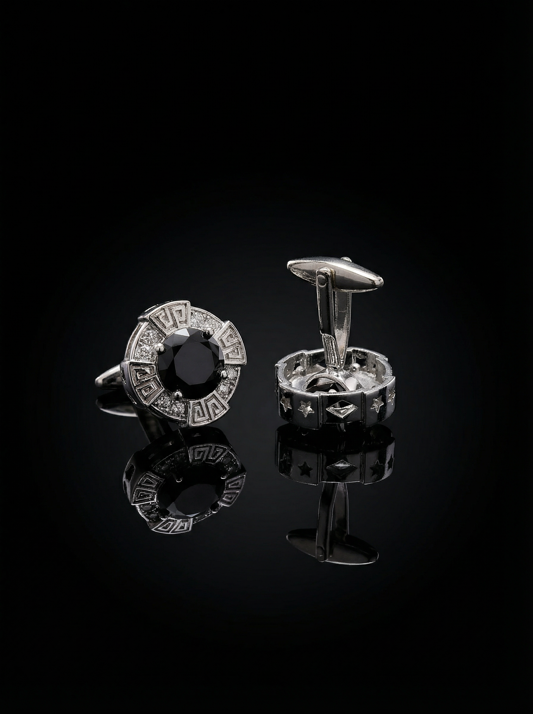 Black Greek Key Cufflinks Tivaaro