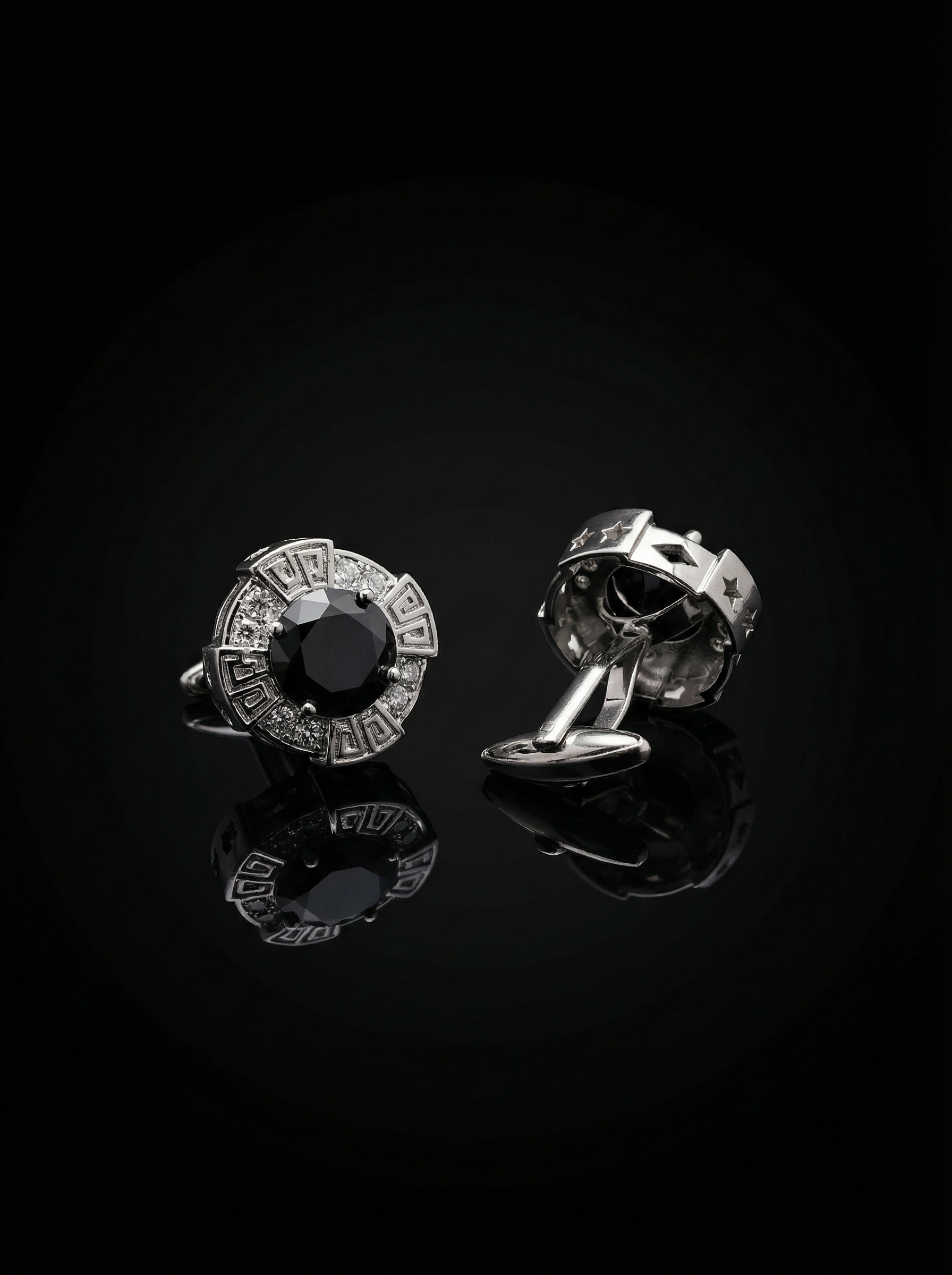 Black Greek Key Cufflinks Tivaaro