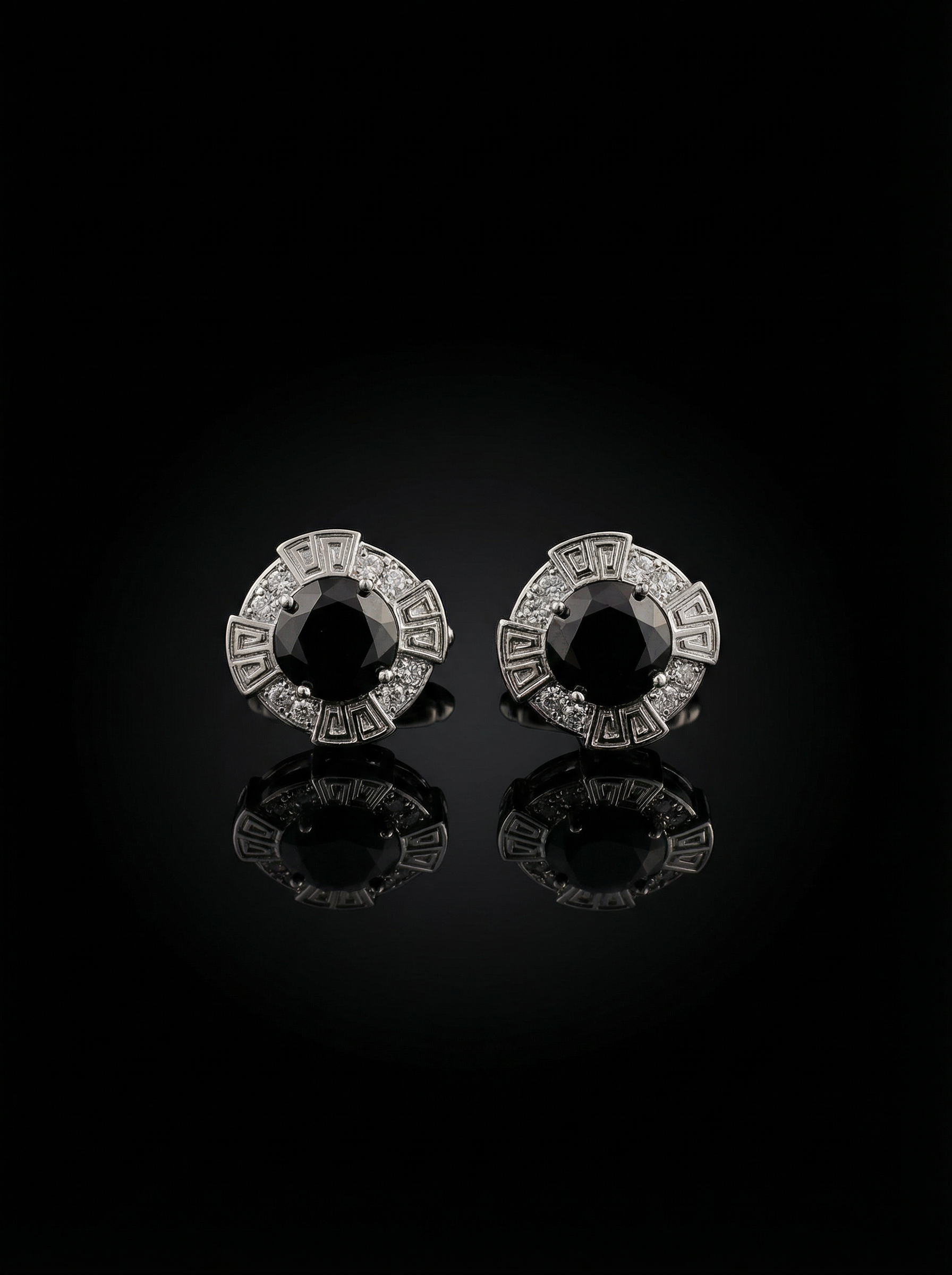 Black Greek Key Cufflinks Tivaaro