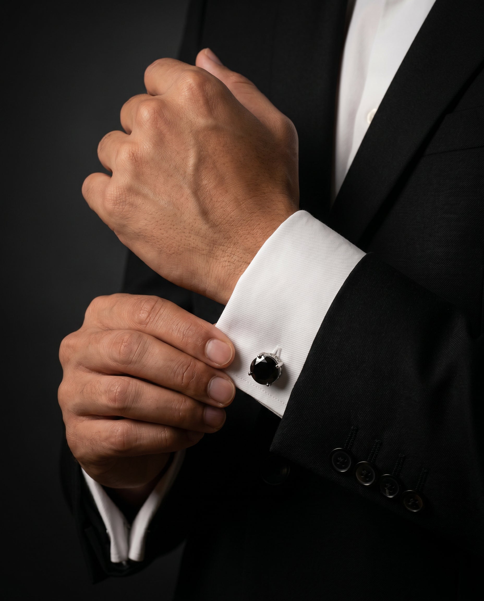 Black Gemstone-Style Jewel Cufflinks by Tivaaro