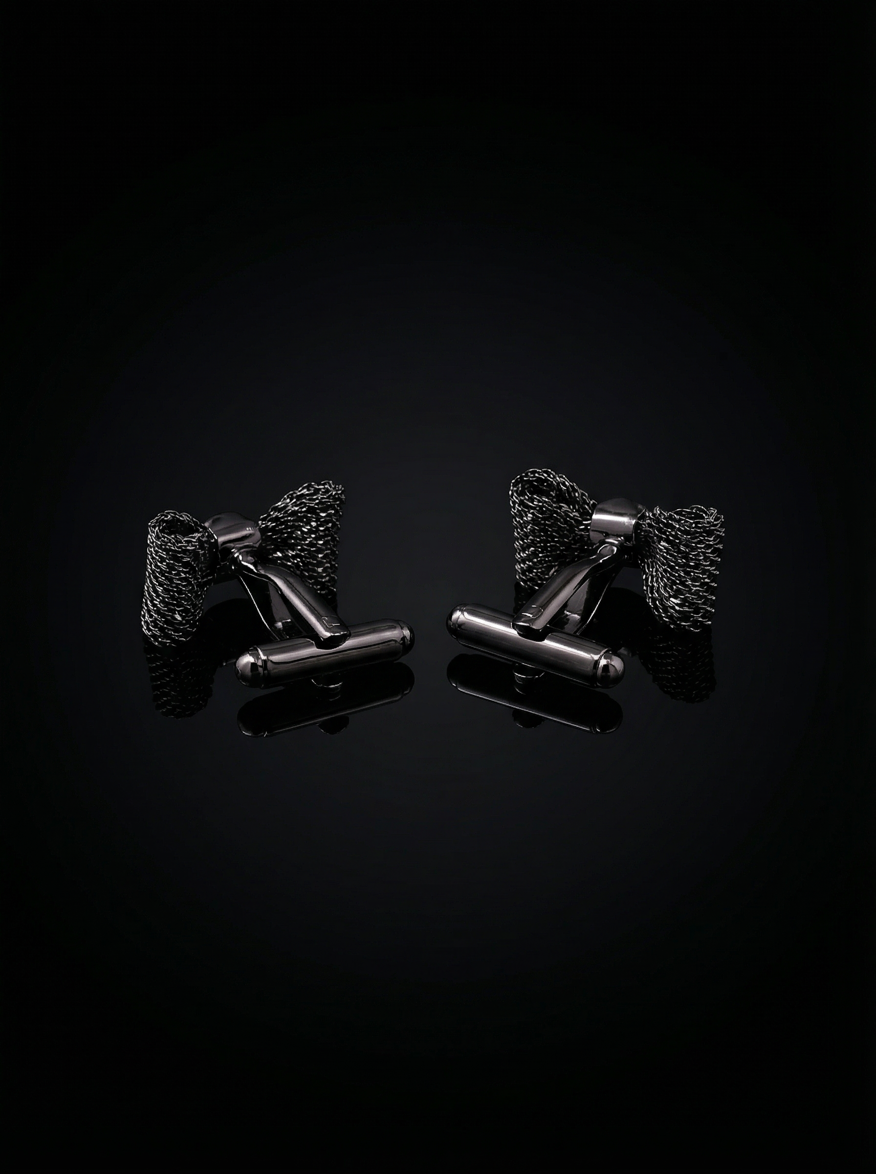 Black Mesh Bow Tie Cufflinks Tivaaro
