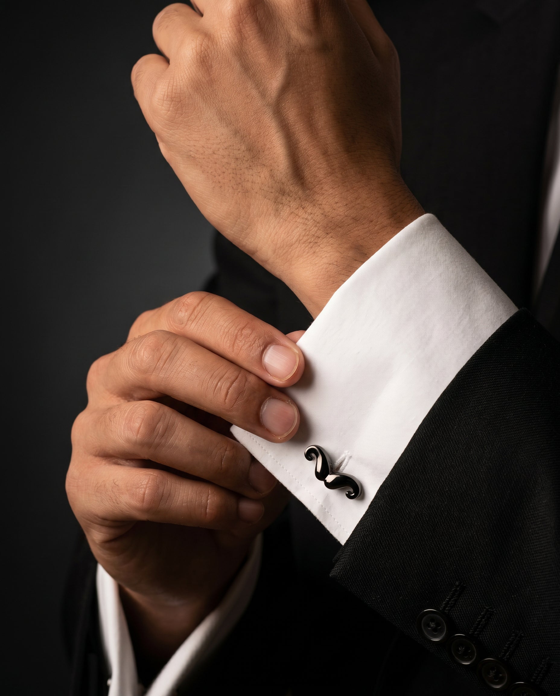 Black Moustache Cufflinks by Tivaaro
