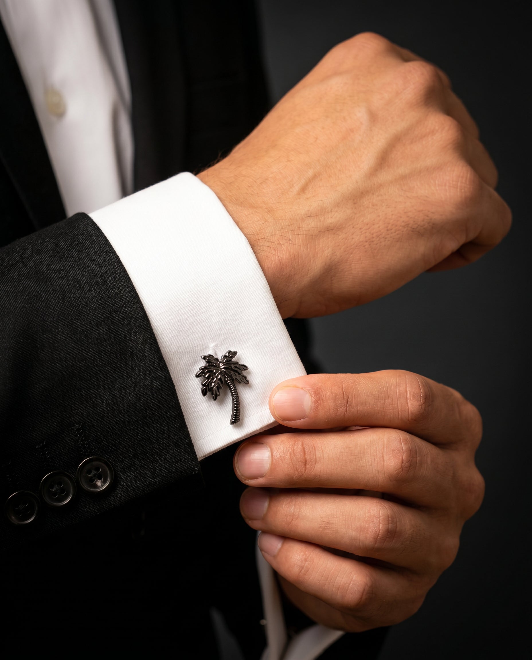 Black Palm Tree Cufflinks by Tivaaro
