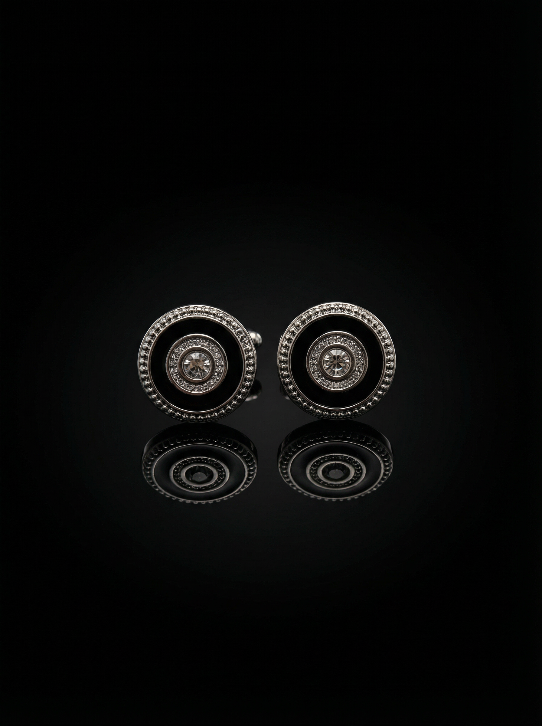 Black Ring Crystal Cufflinks Tivaaro