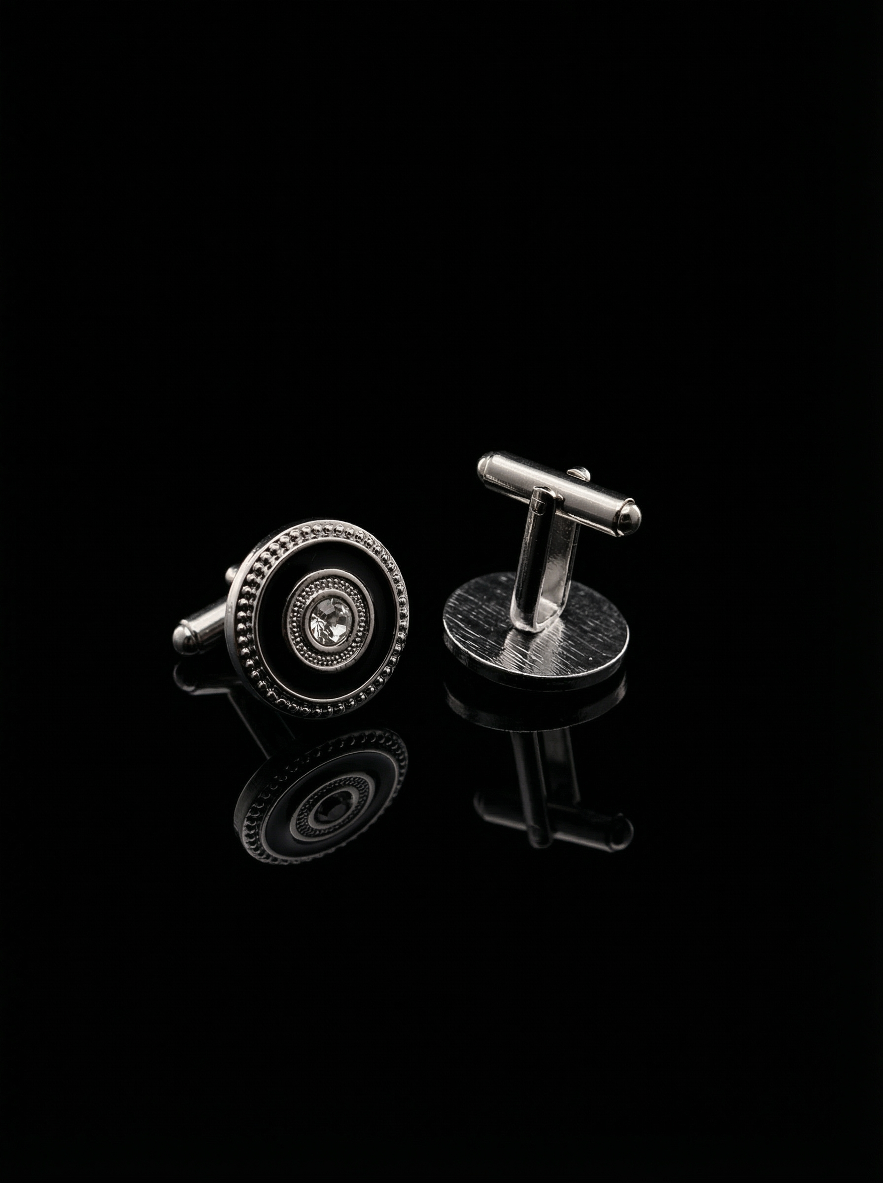 Black Ring Crystal Cufflinks Tivaaro