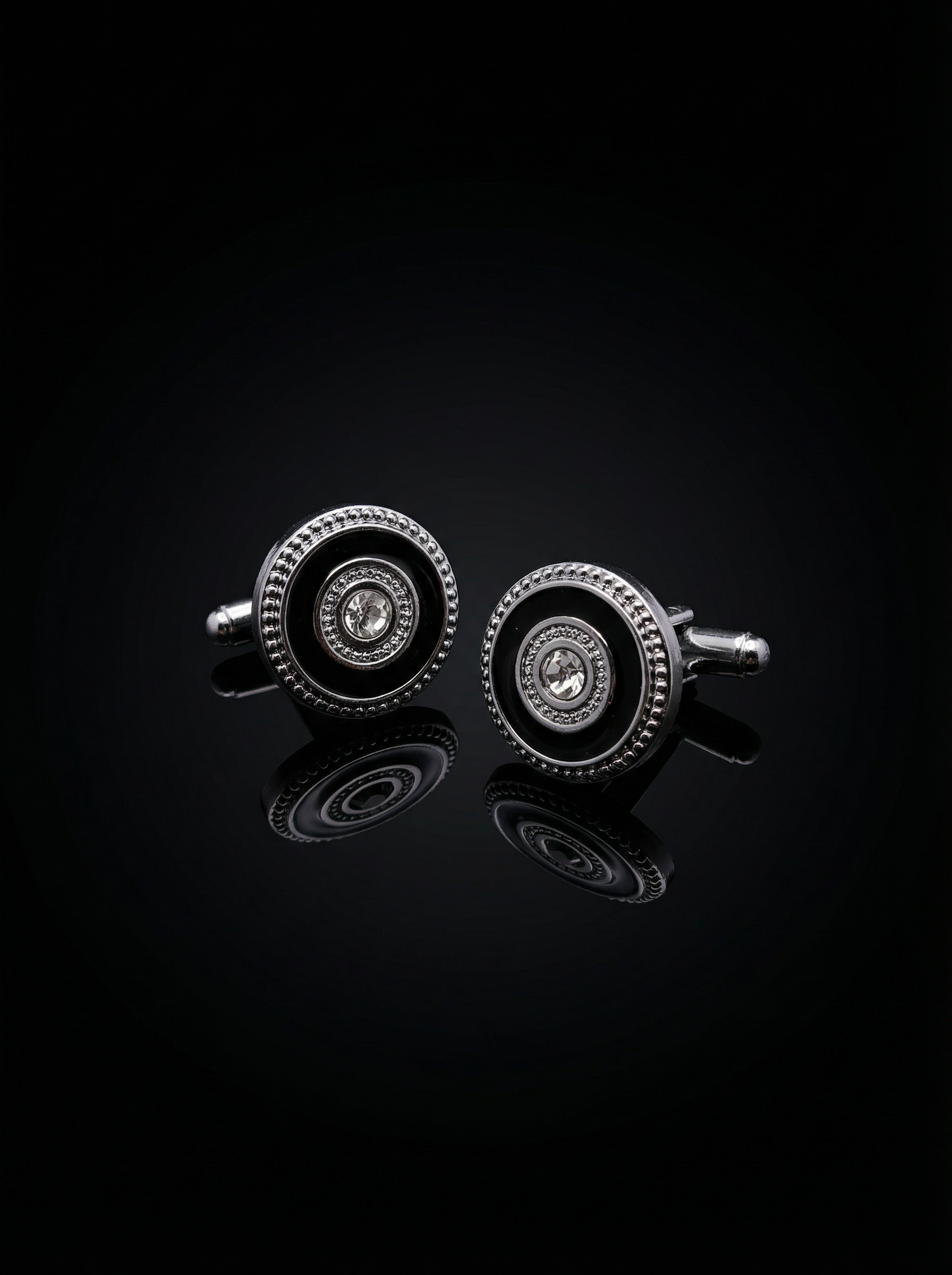 Black Ring Crystal Cufflinks Tivaaro