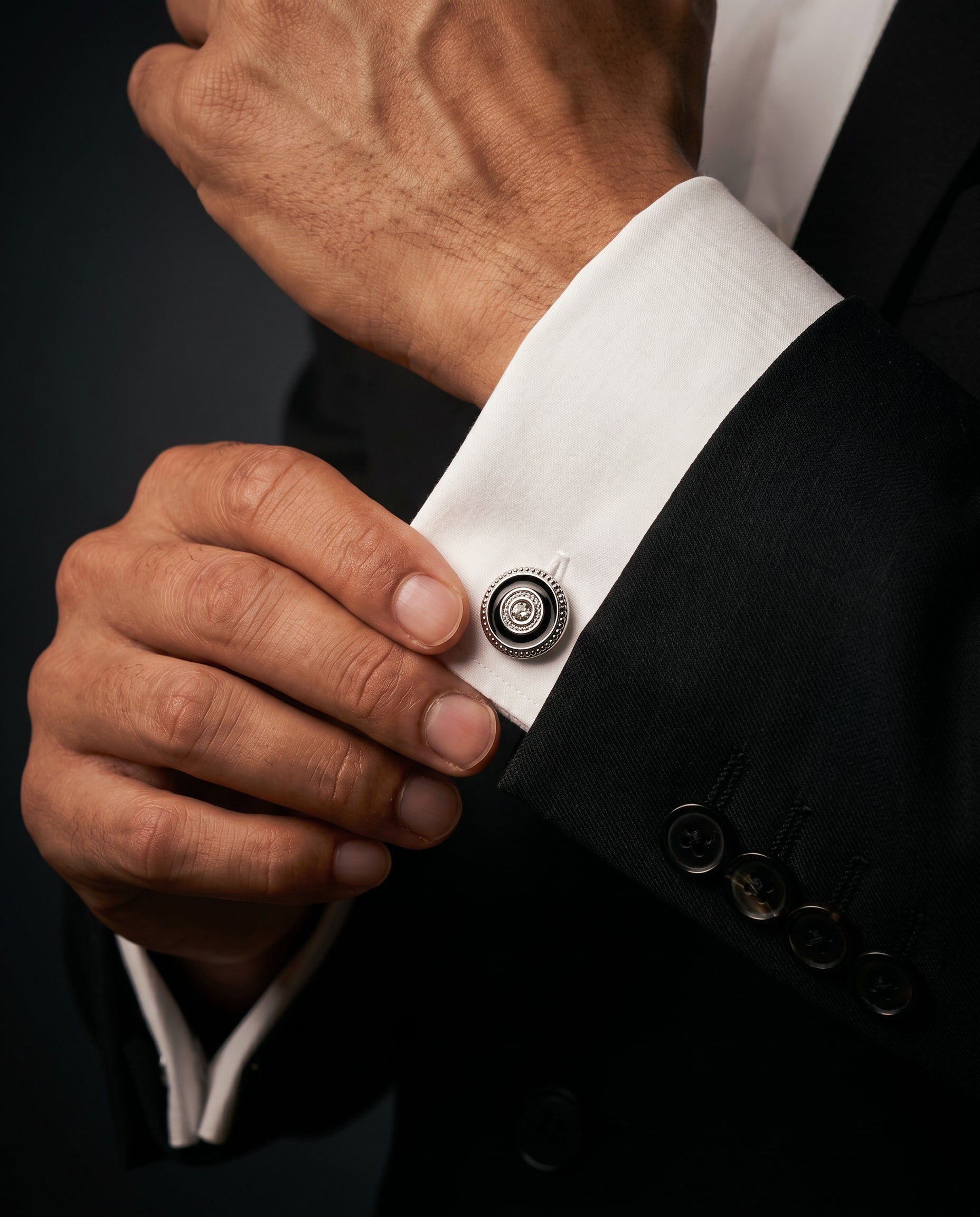 Black Ring Crystal Cufflinks