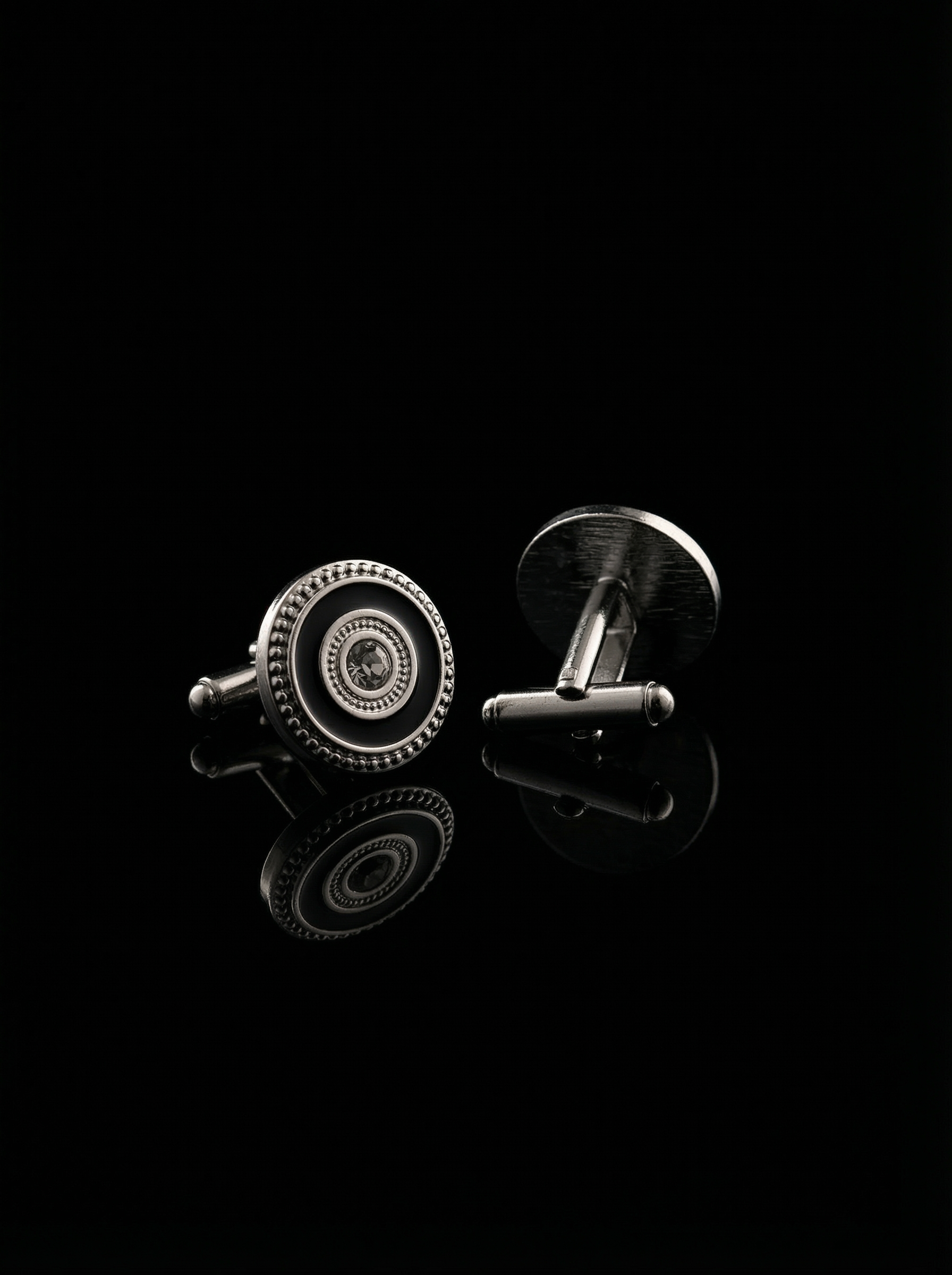 Black Ring Crystal Cufflinks Tivaaro