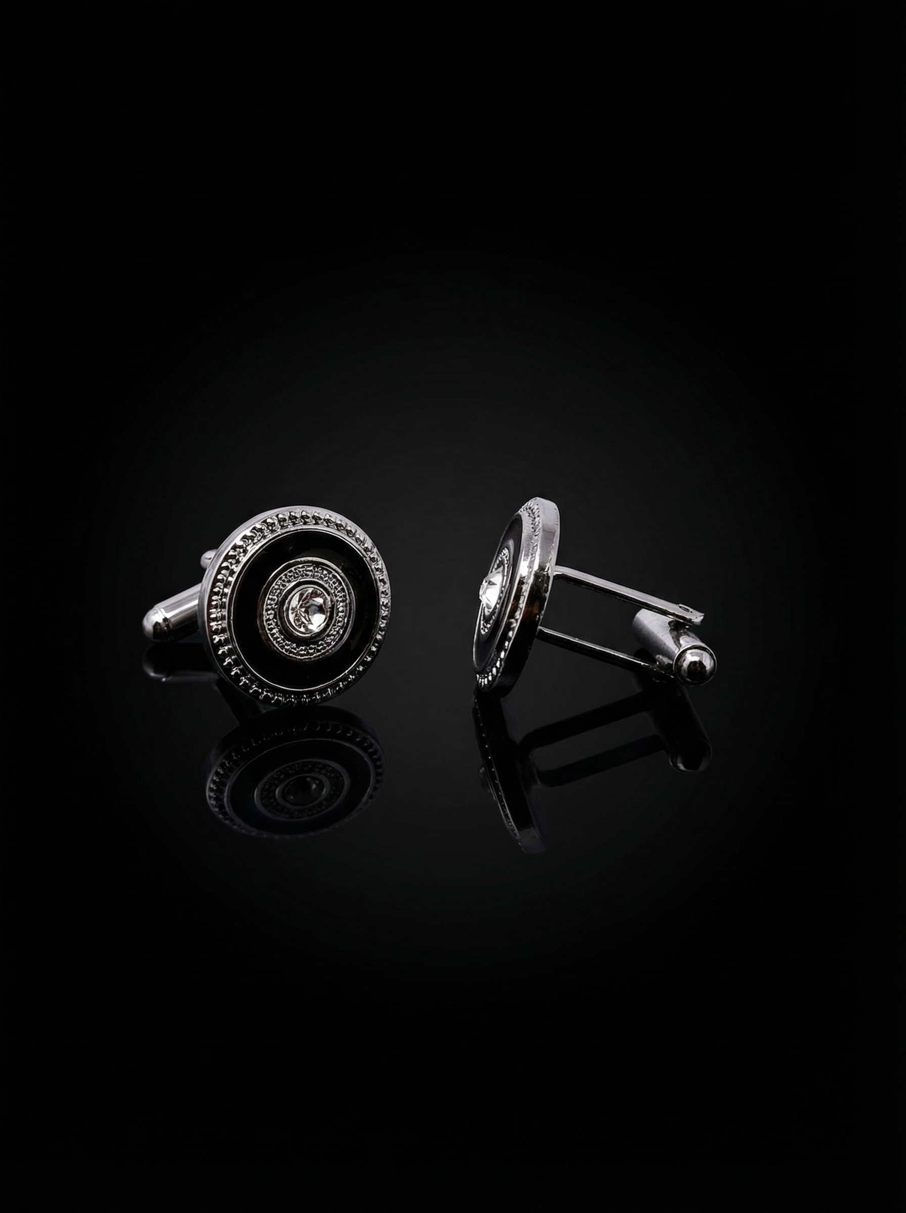 Black Ring Crystal Cufflinks Tivaaro