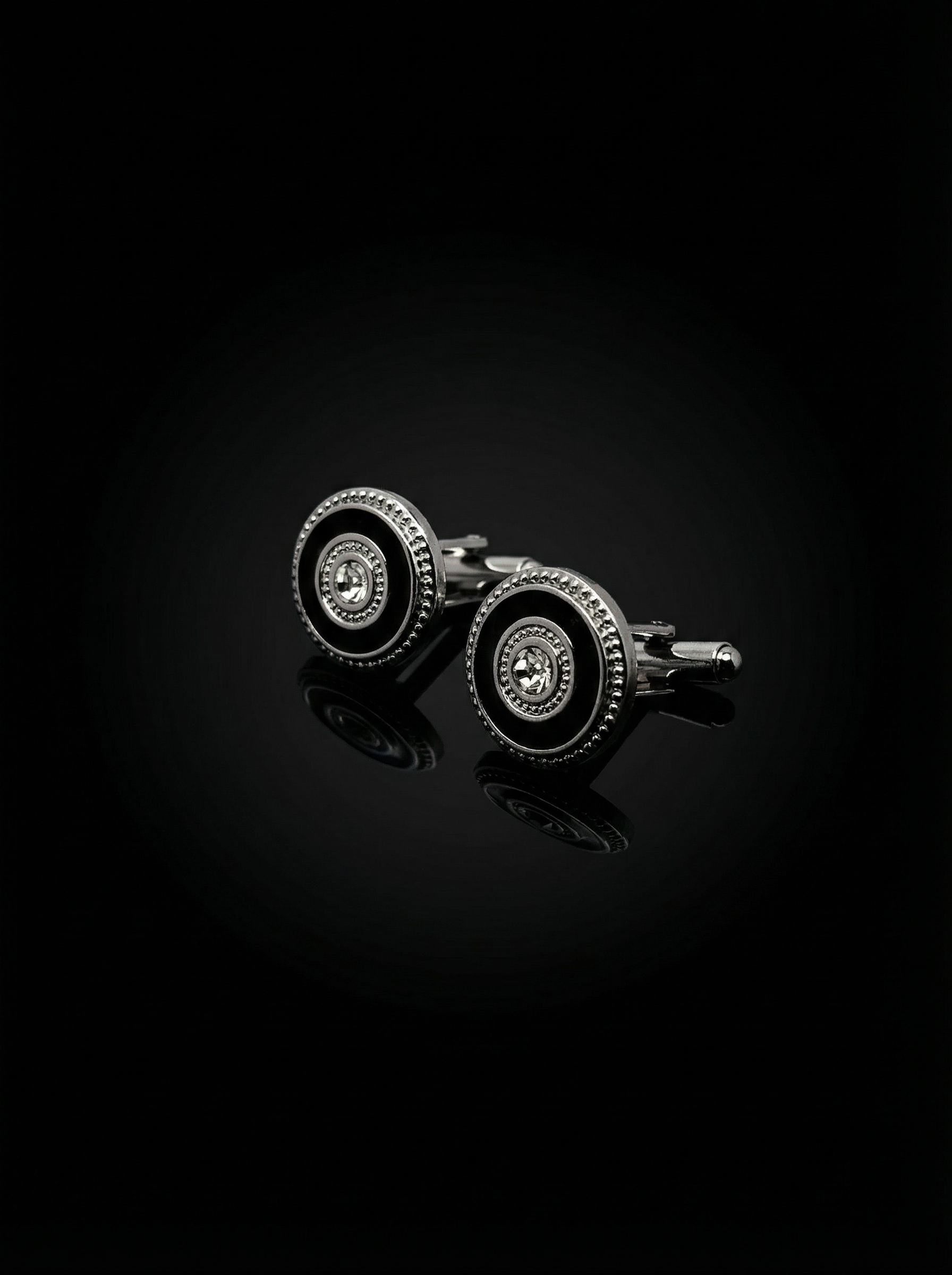 Black Ring Crystal Cufflinks Tivaaro