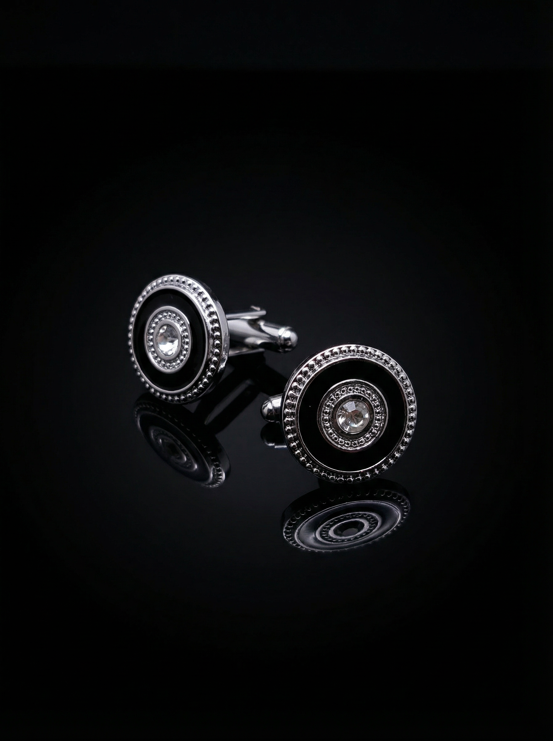 Black Ring Crystal Cufflinks Tivaaro