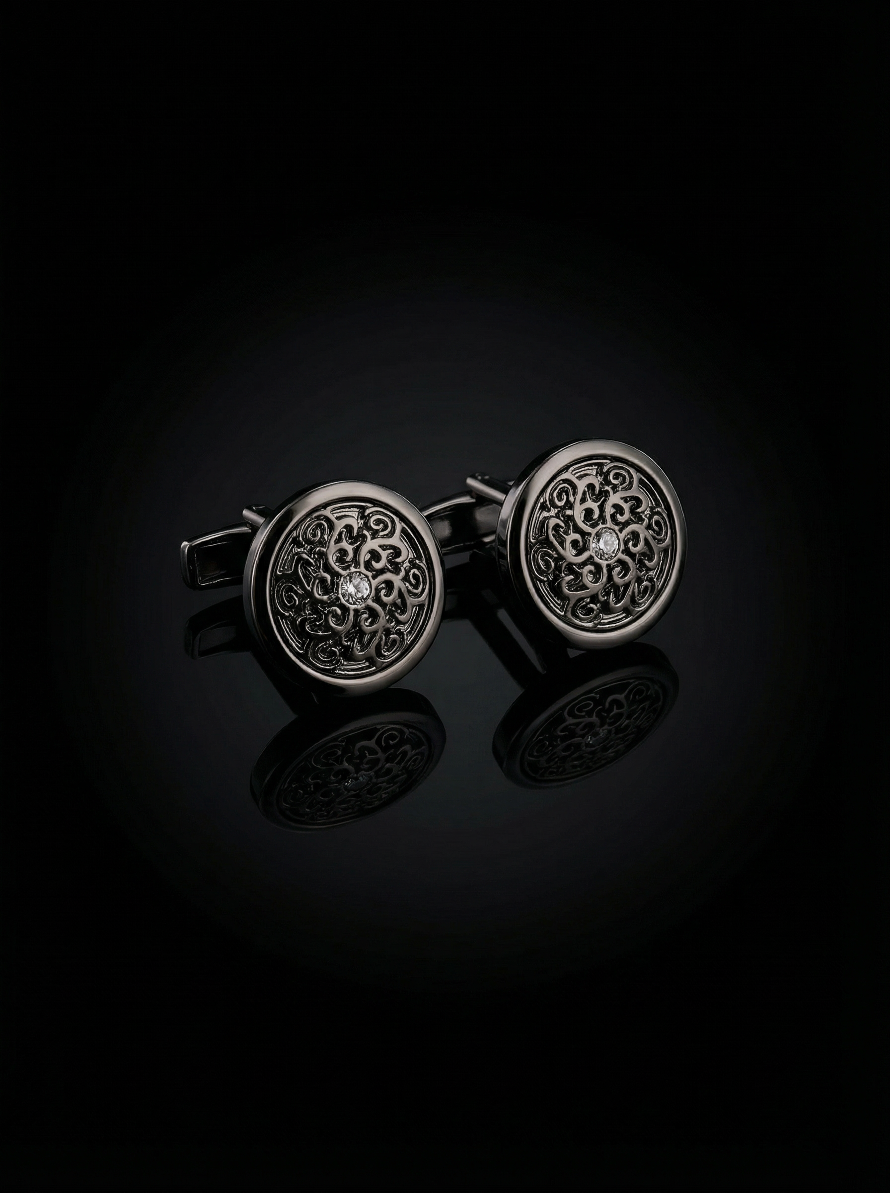 Black Scrollwork Cufflinks Tivaaro