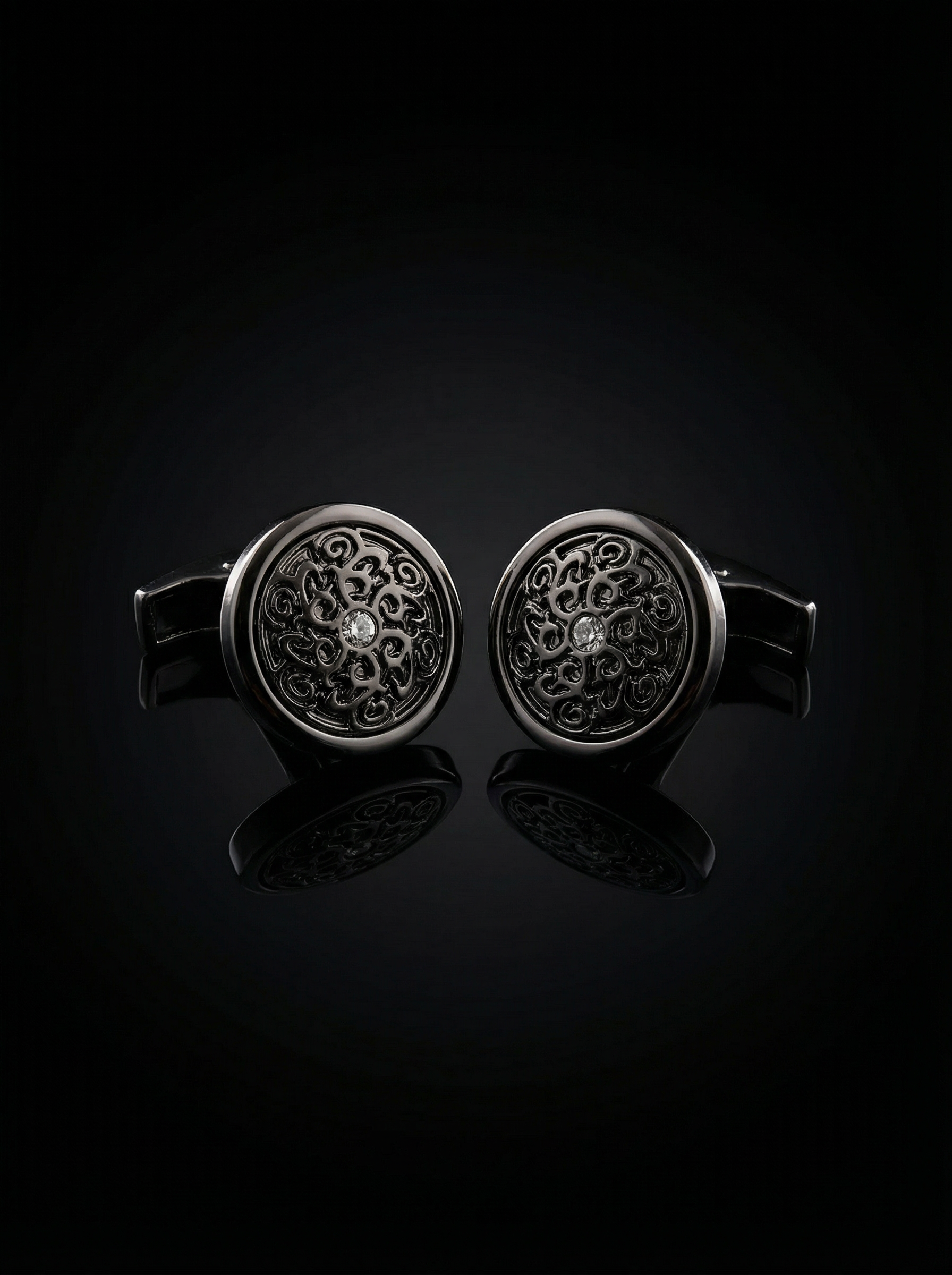 Black Scrollwork Cufflinks Tivaaro