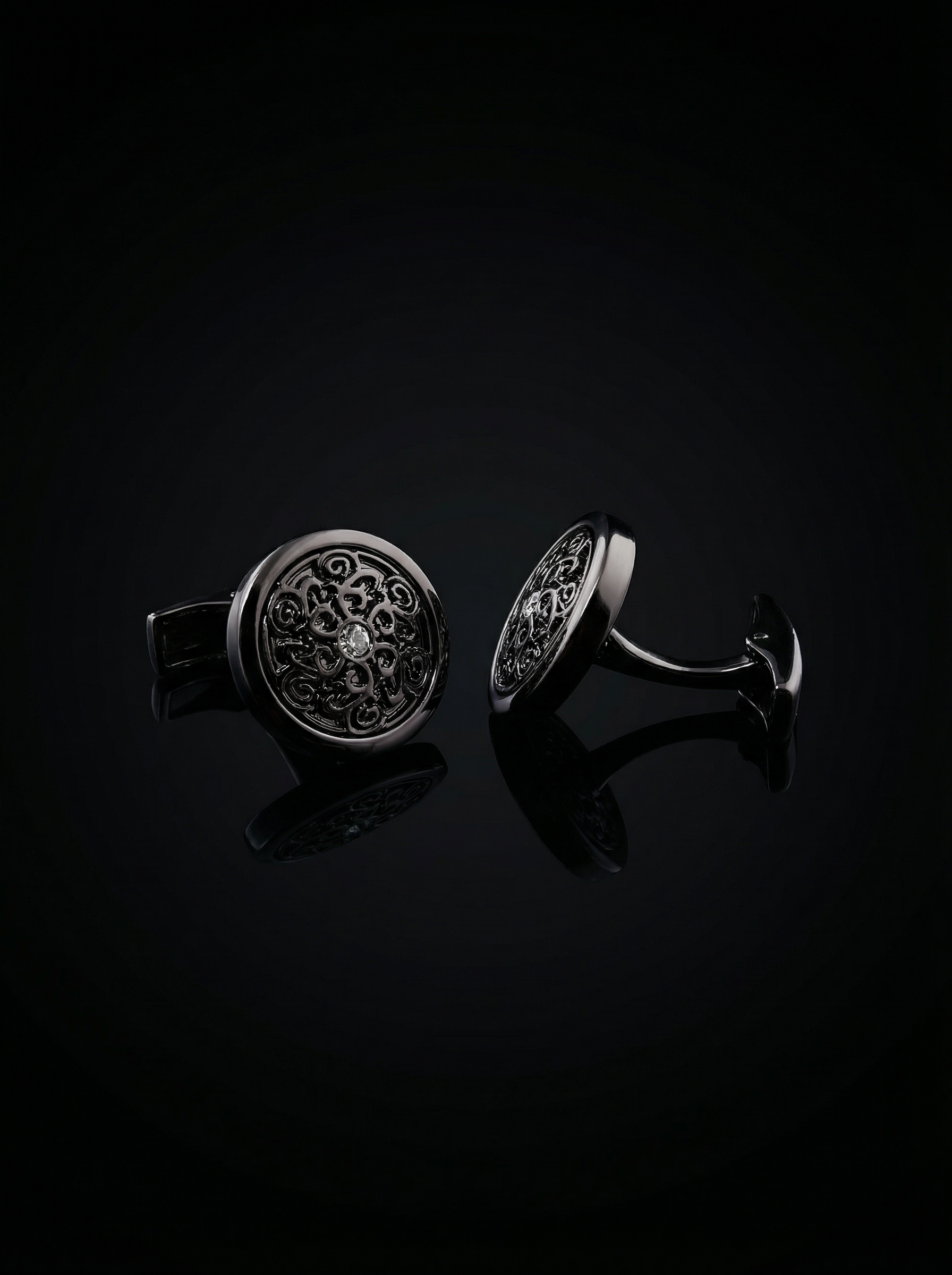 Black Scrollwork Cufflinks Tivaaro