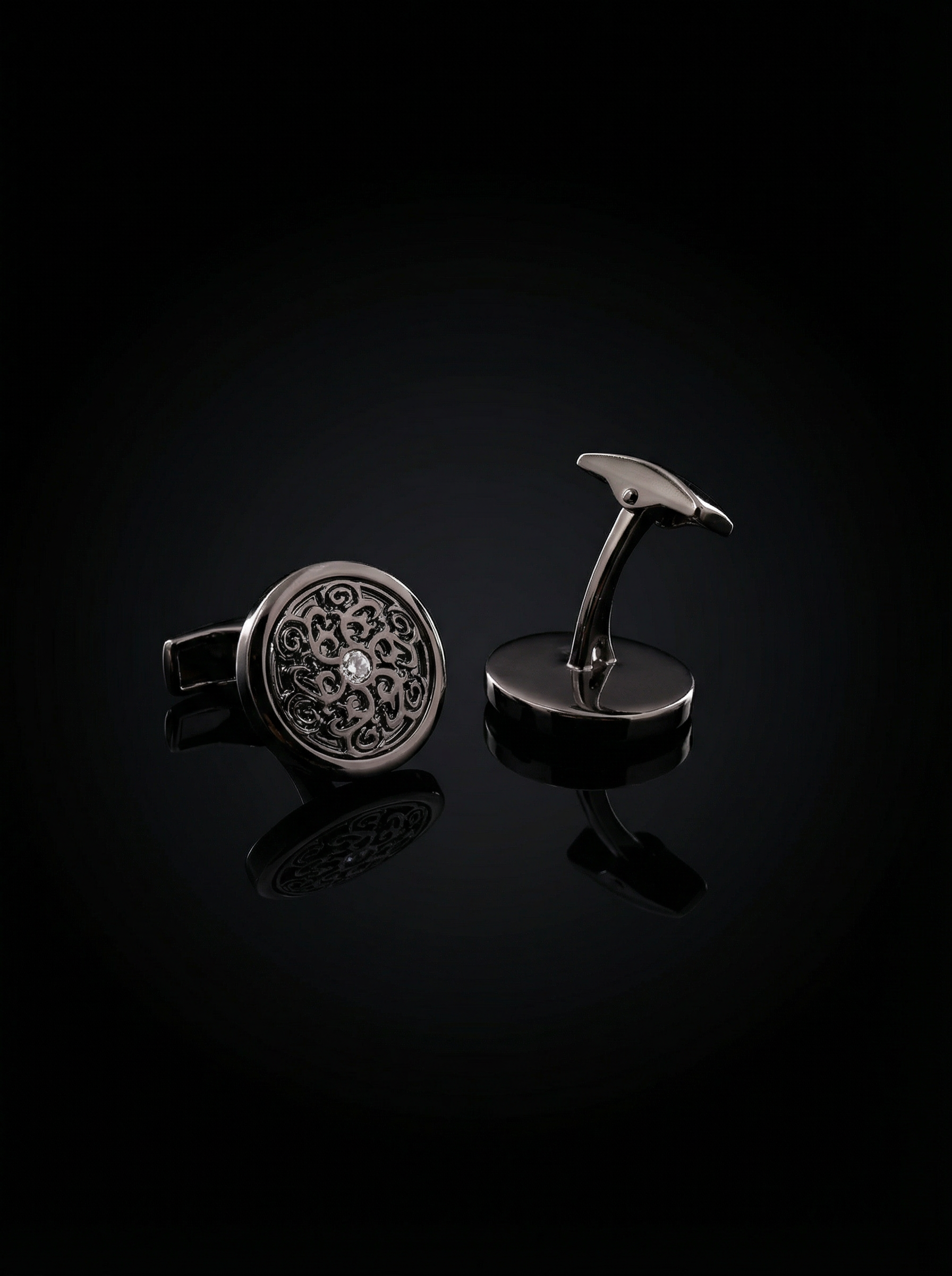 Black Scrollwork Cufflinks Tivaaro